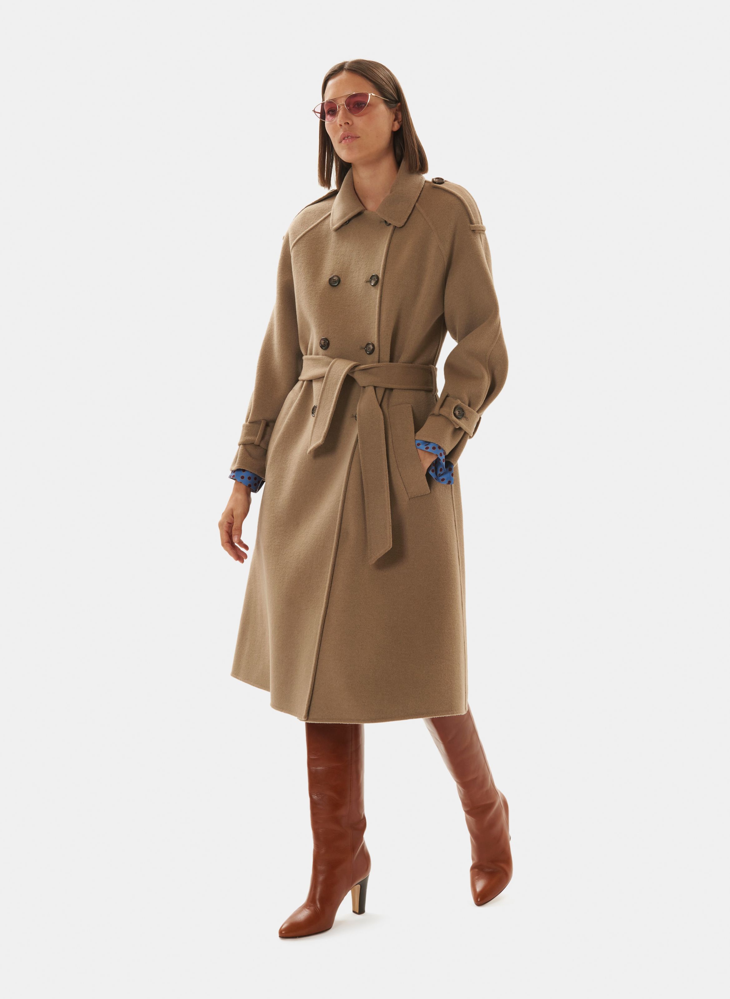 Manteau droit best sale beige femme