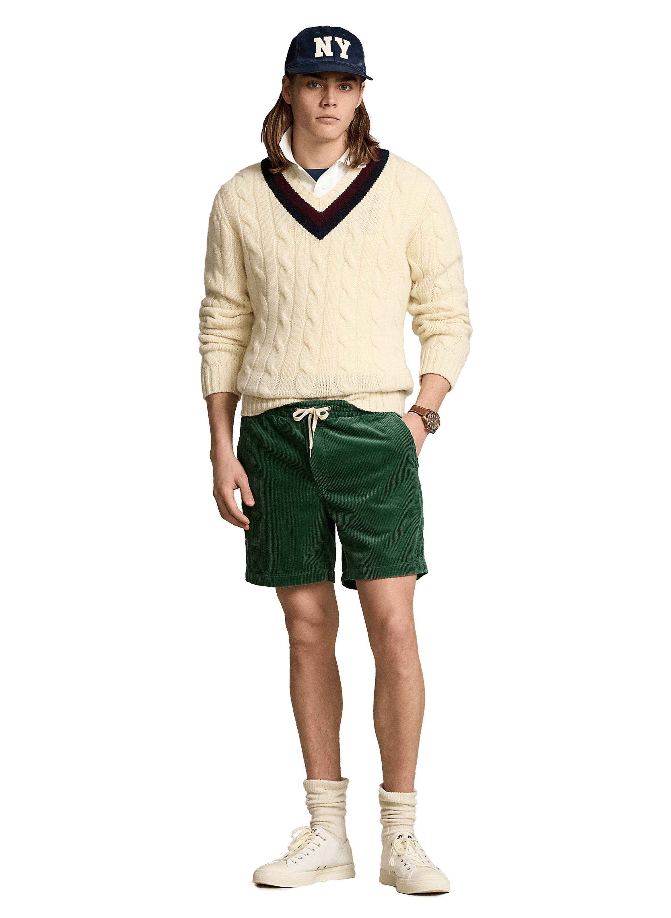 Short Homme en Velours Côtelé Bleu Denim Jog