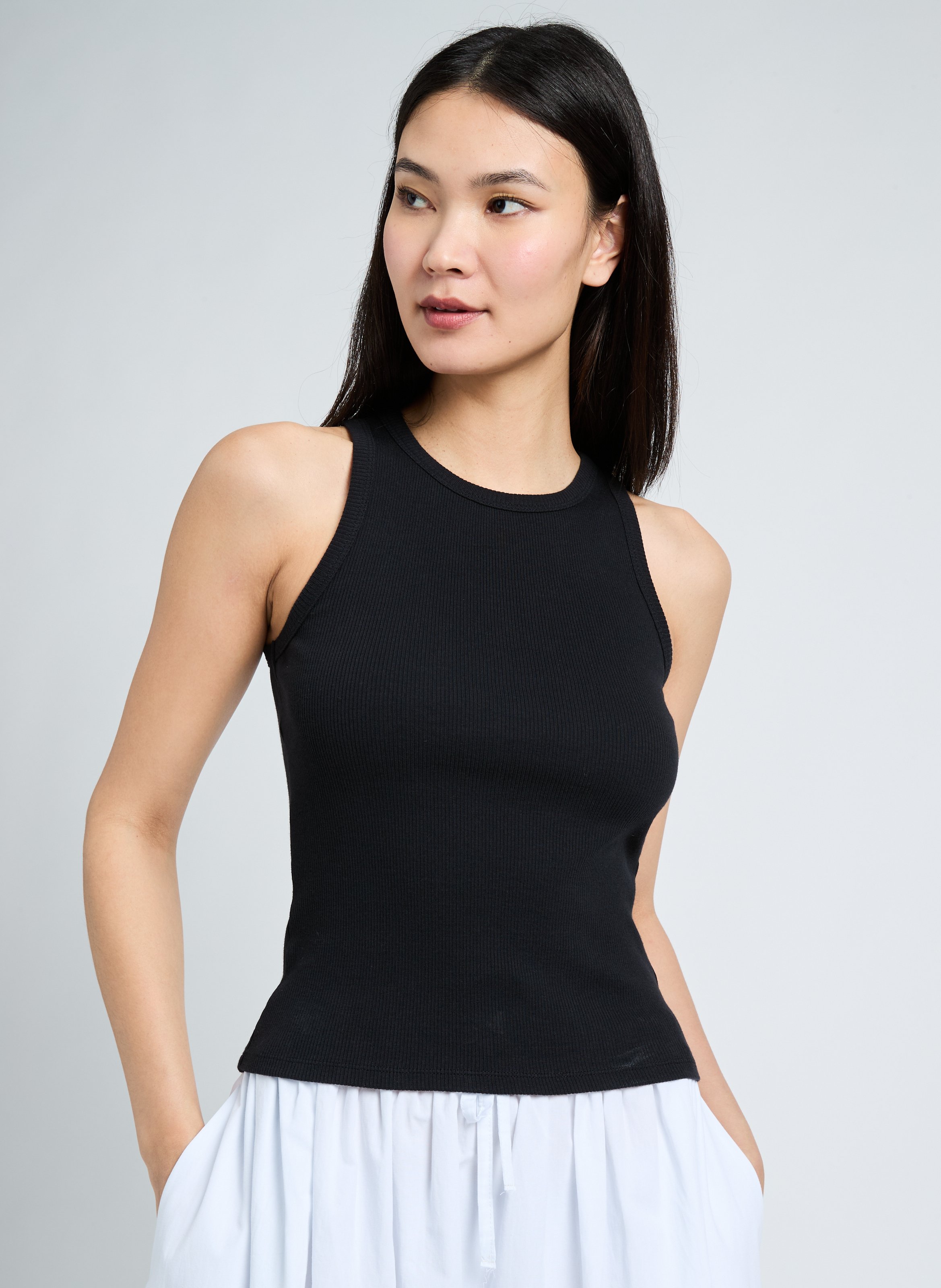 Cotton tank top SAISON 1865 Black