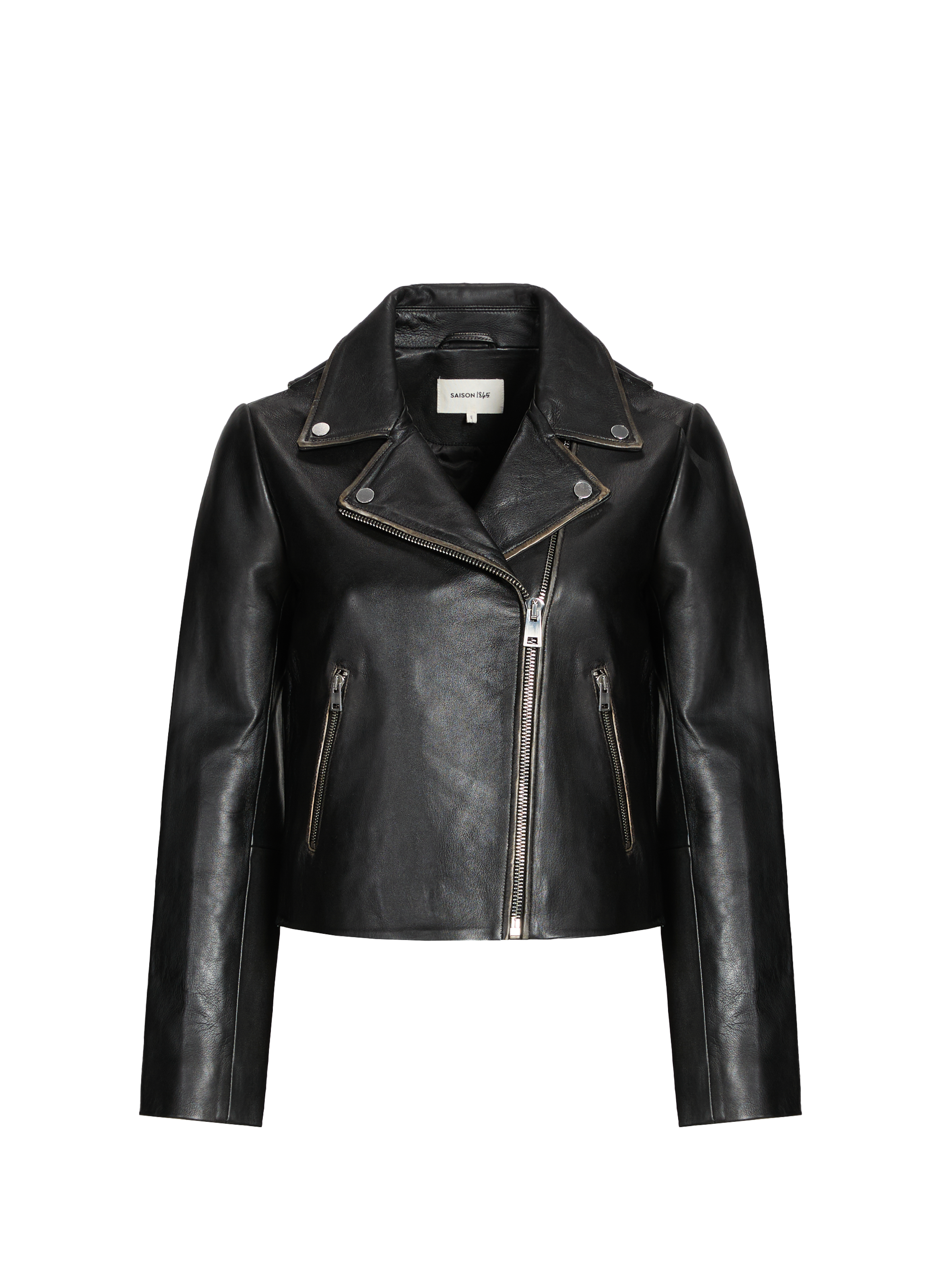 Veste en cuir motard VECTO SAISON 1865 Noir
