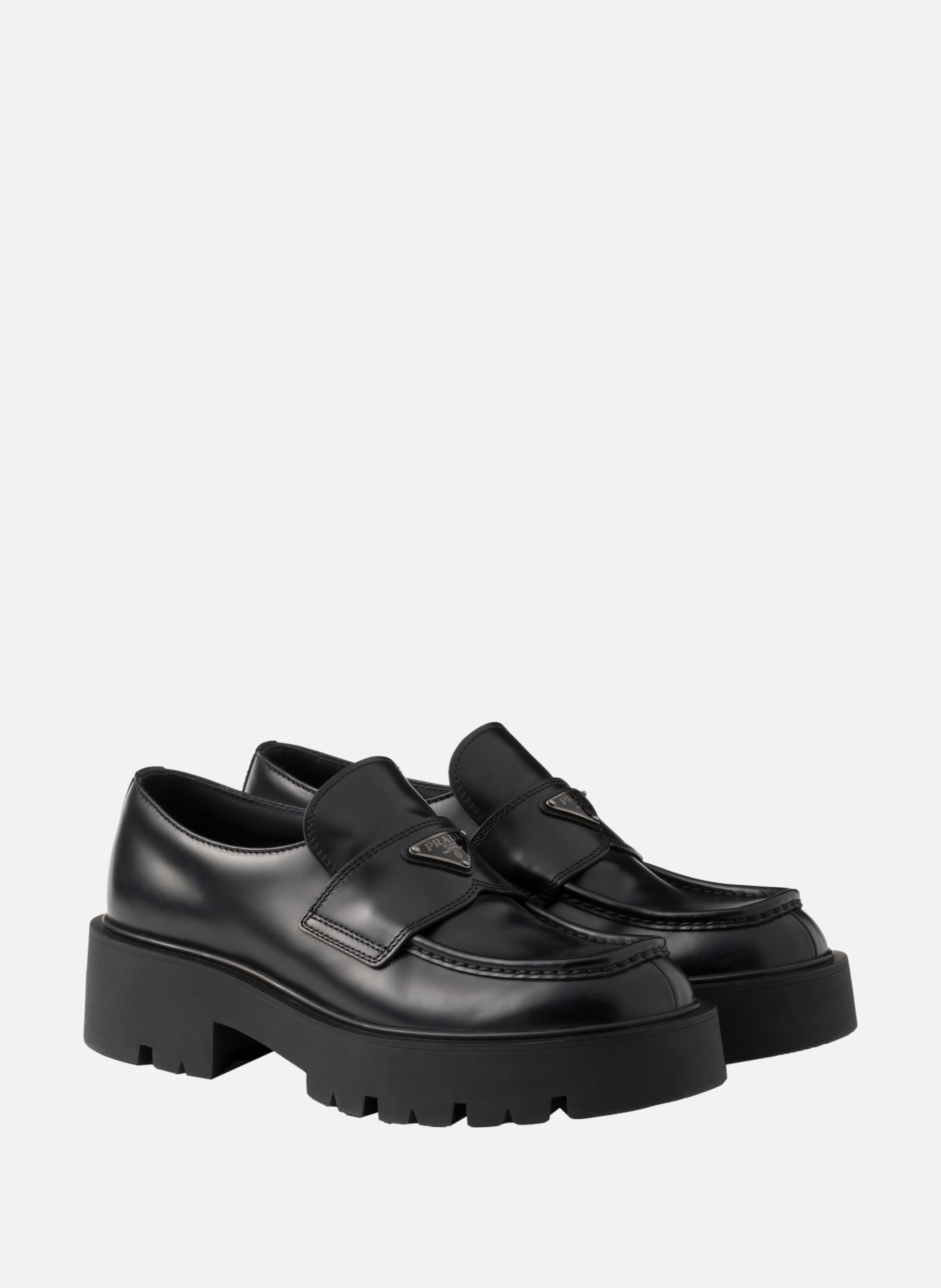 Mocassins en cuir brossé PRADA Noir