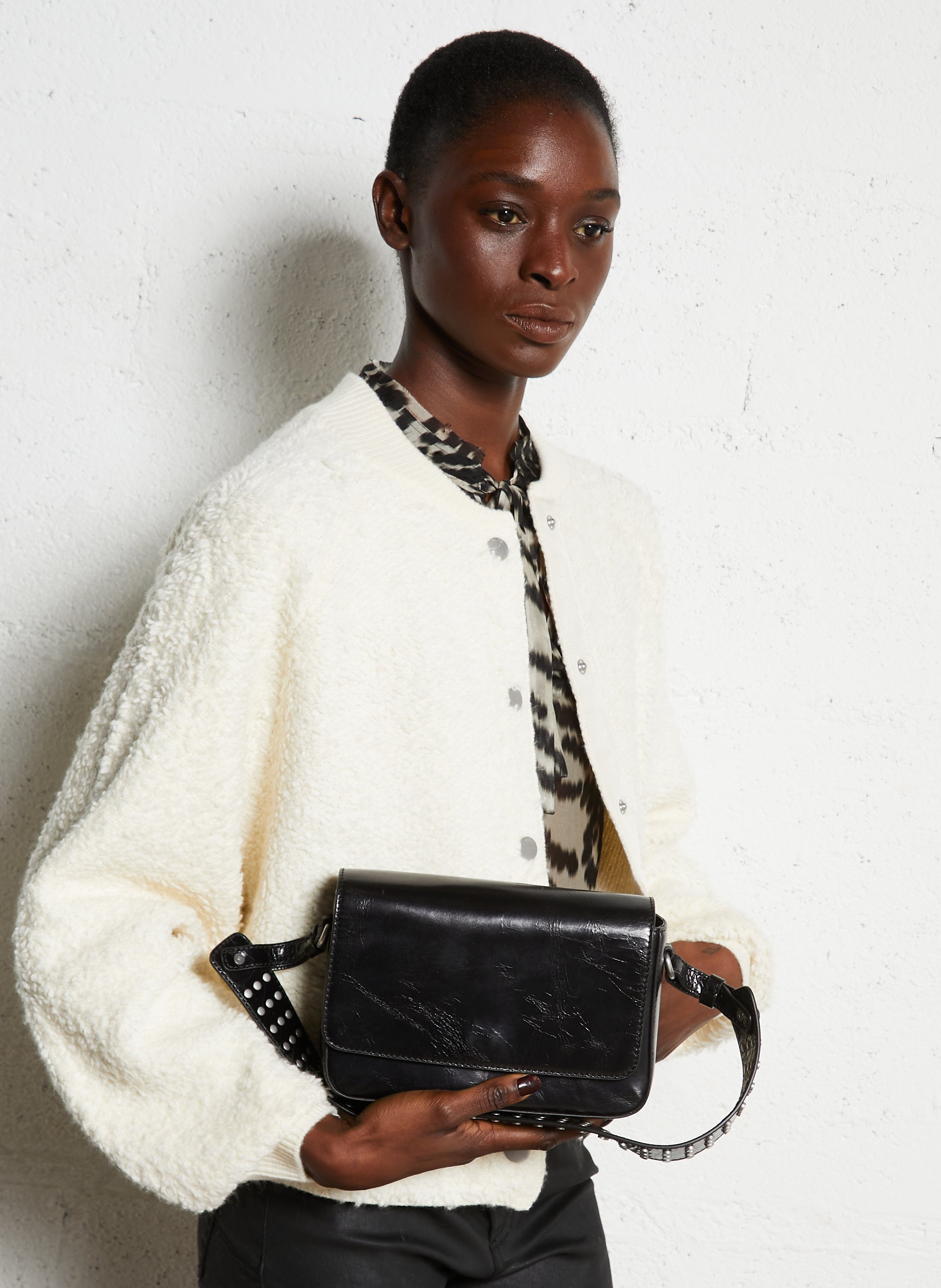 Sac bandoulière à rabat en cuir 111 rock IKKS Noir