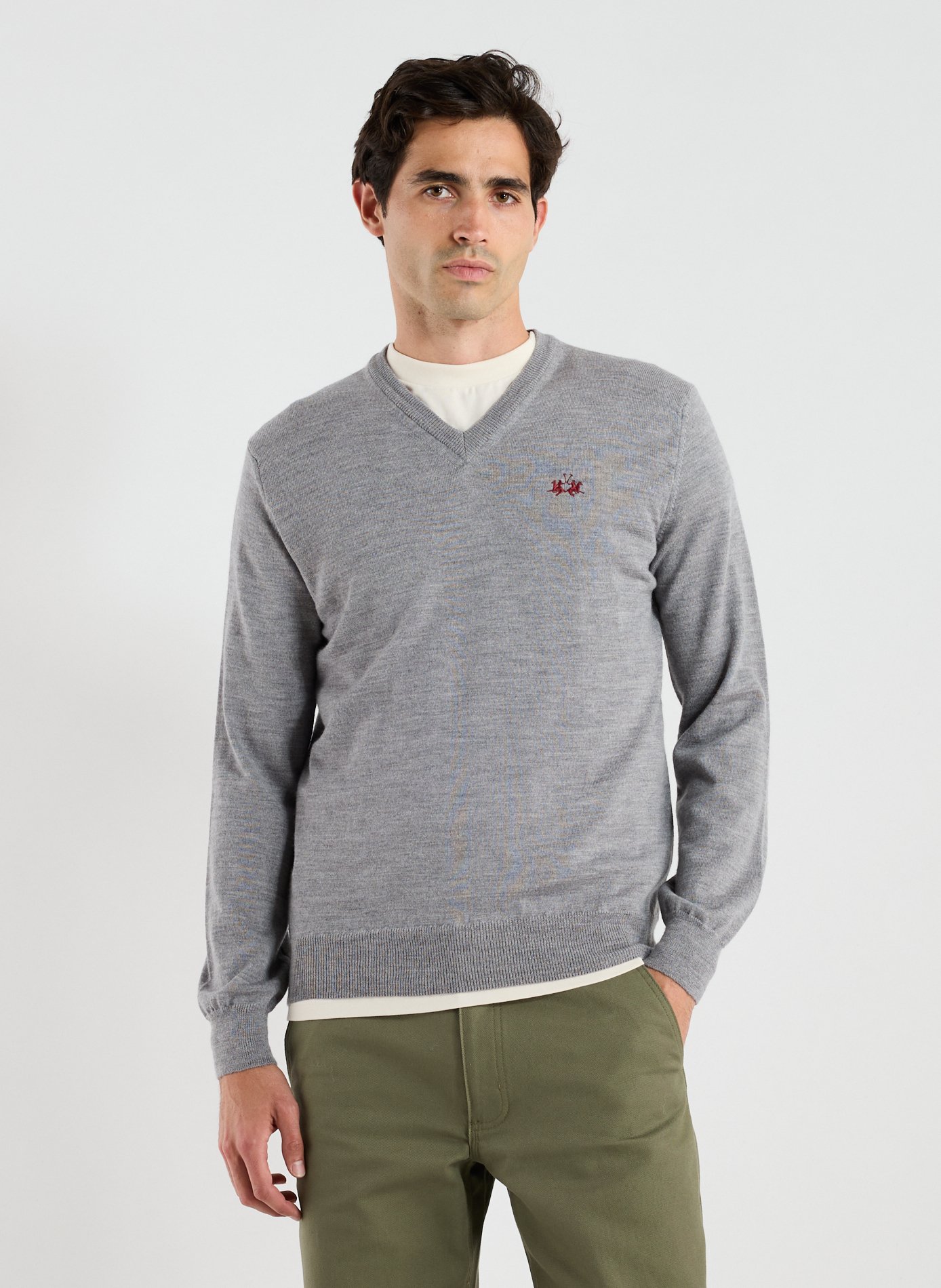 LA MARTINA Wool V-neck Jumper Grey