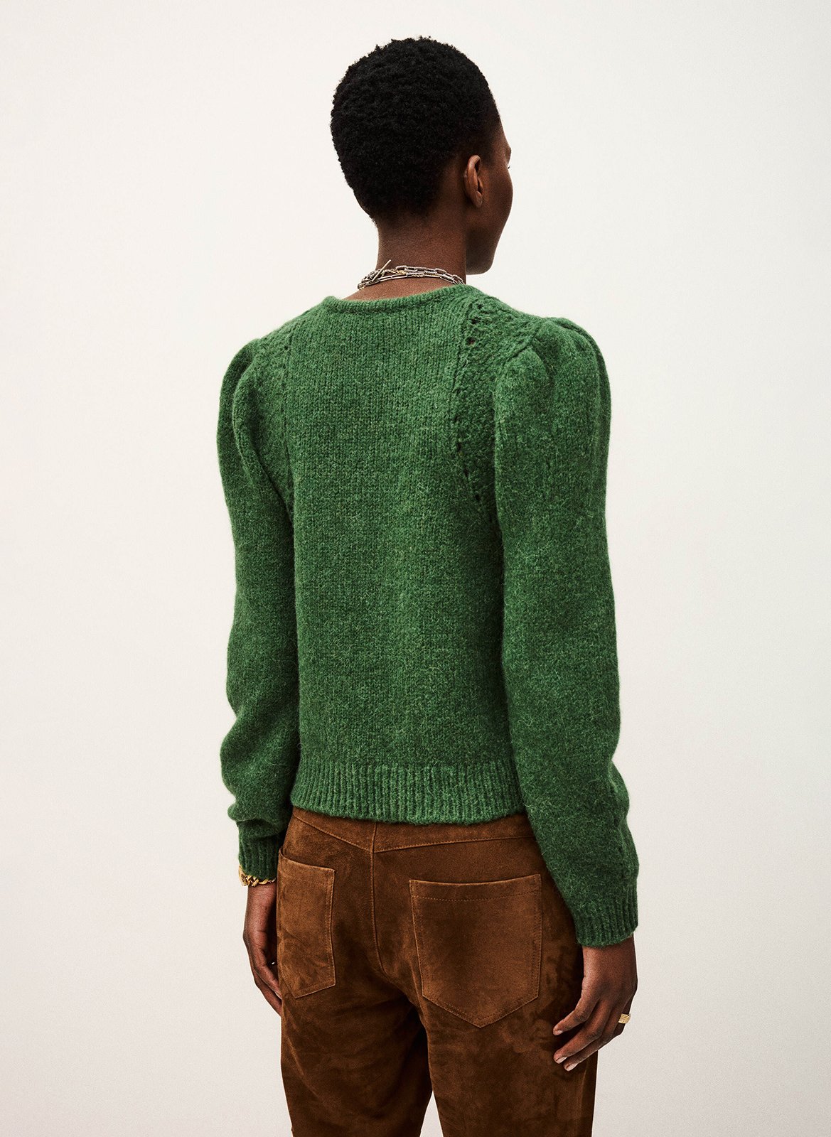 Pull court droit en laine mélangée belma BA&SH Vert