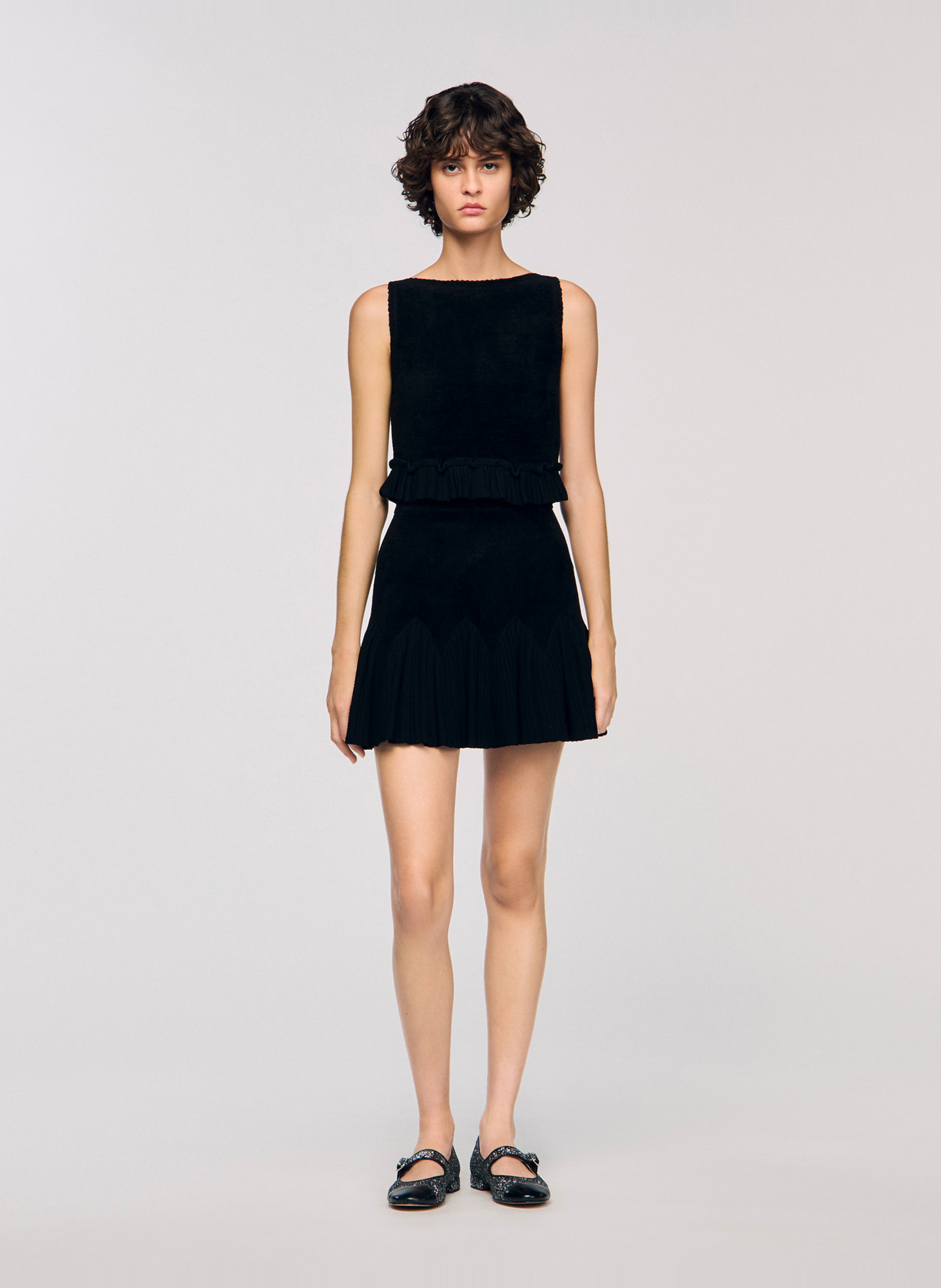 Jupe évasée courte SANDRO Noir