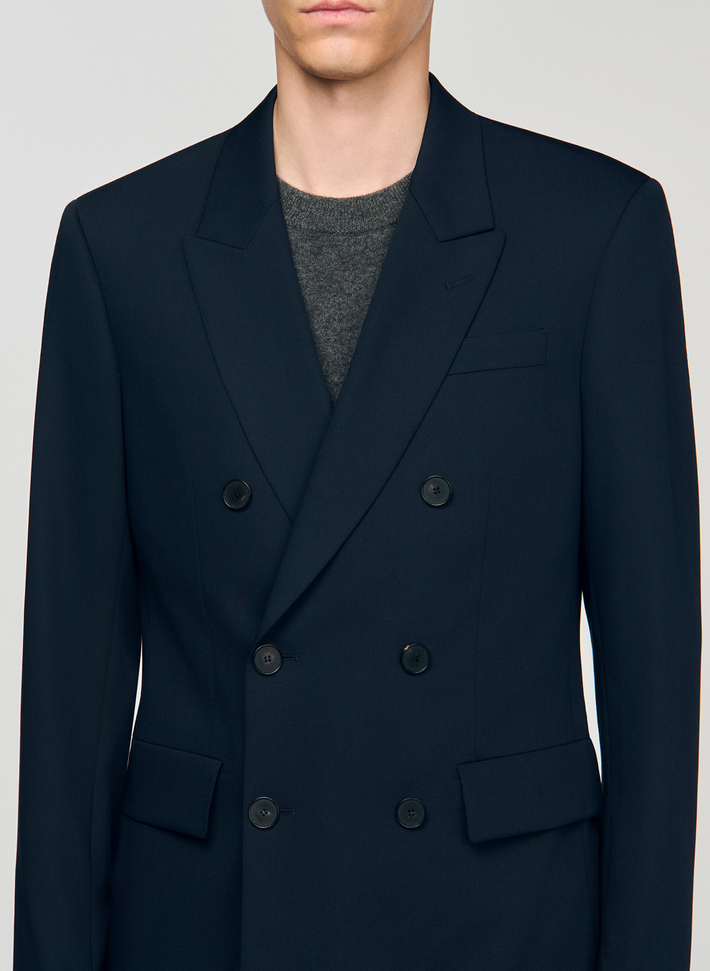 Veste de costume droite en laine SANDRO Bleu