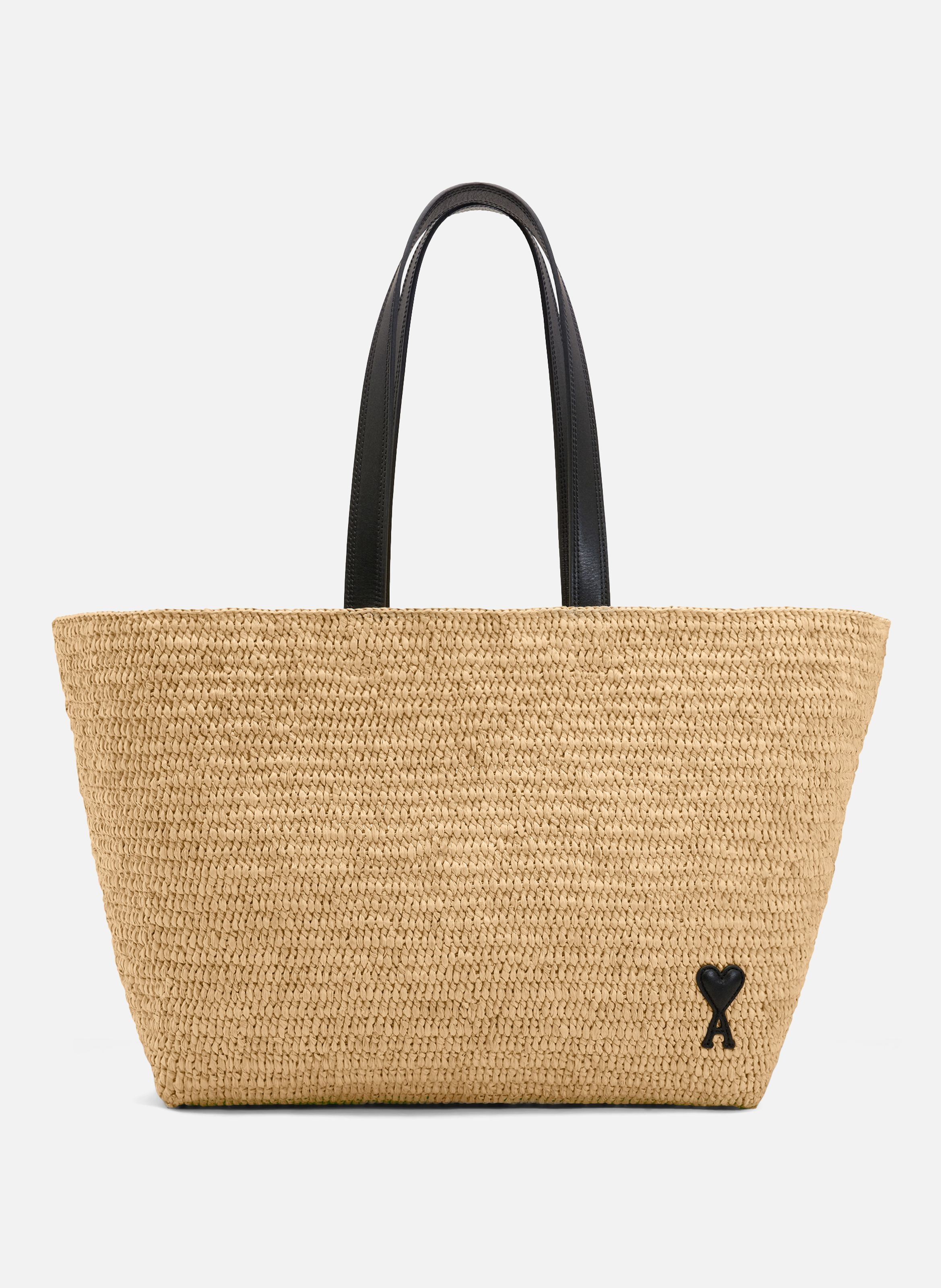 Cabas ami de coeur naturel en raphia unisexe AMI PARIS Beige
