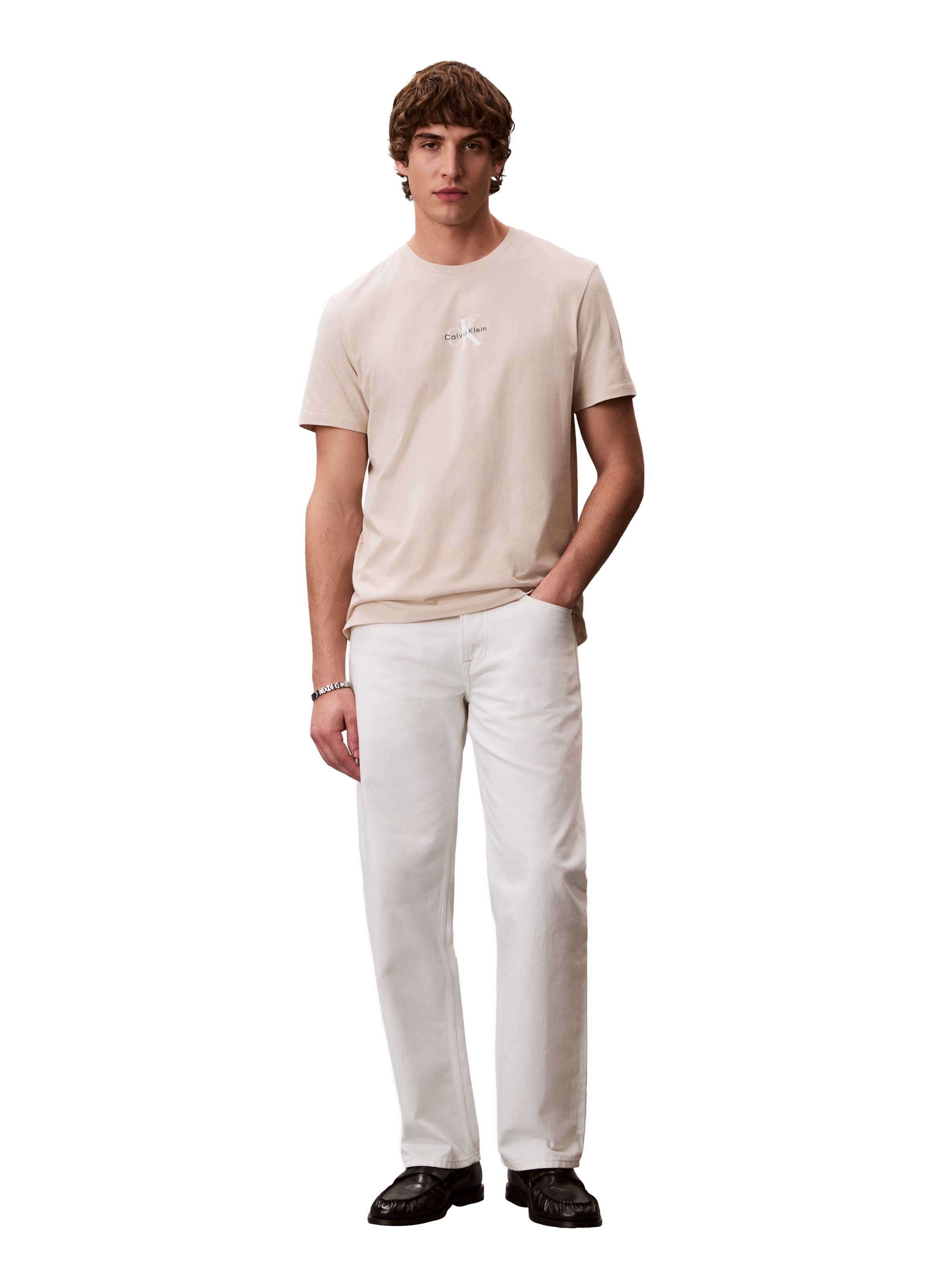 Printed cotton T-shirt CALVIN KLEIN Beige