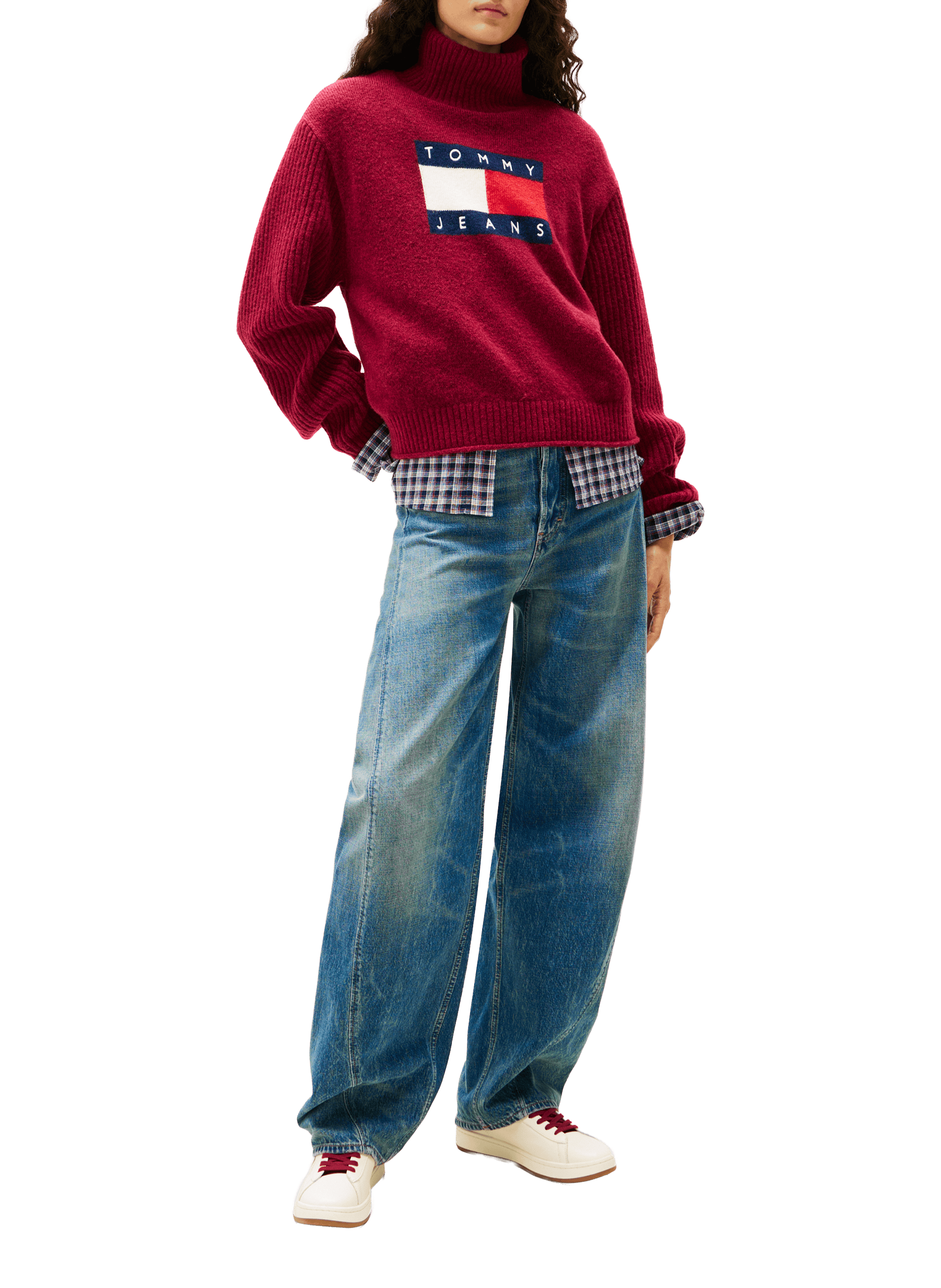 Pull côtelé à logo TOMMY HILFIGER Rouge