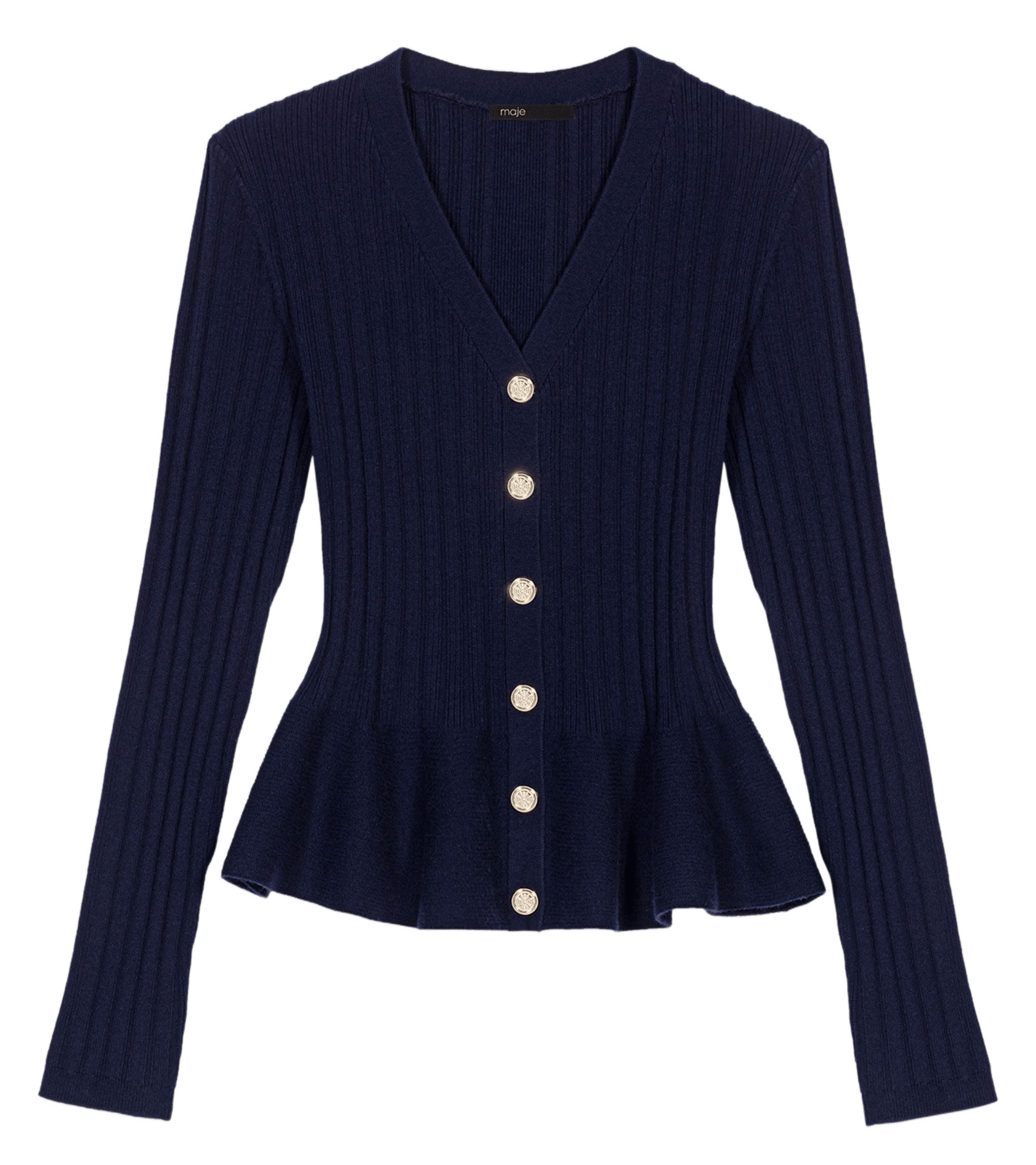 Cardigan cintré à boutons uni MAJE Bleu