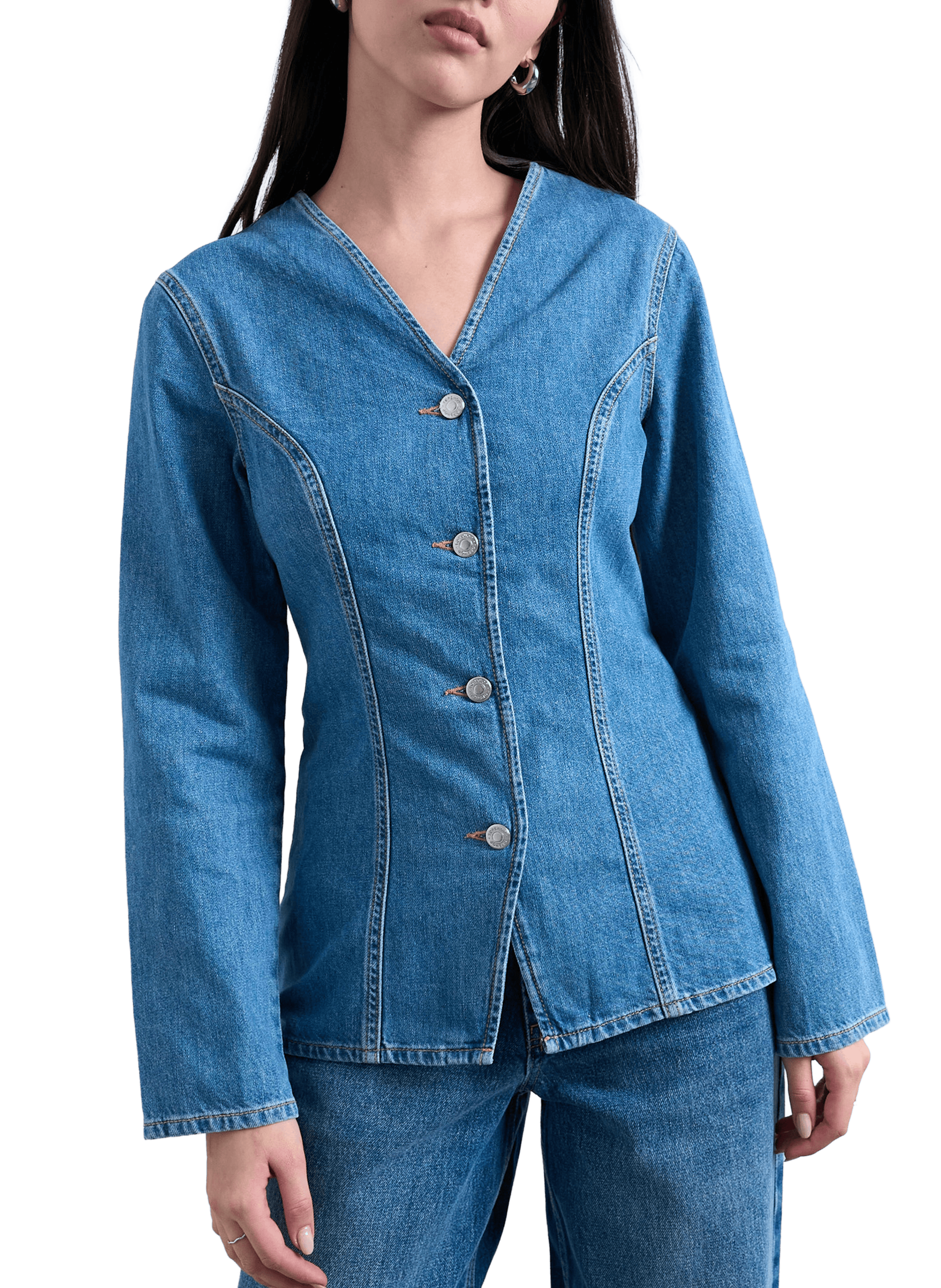 Cotton denim shirt TOPSHOP Blue