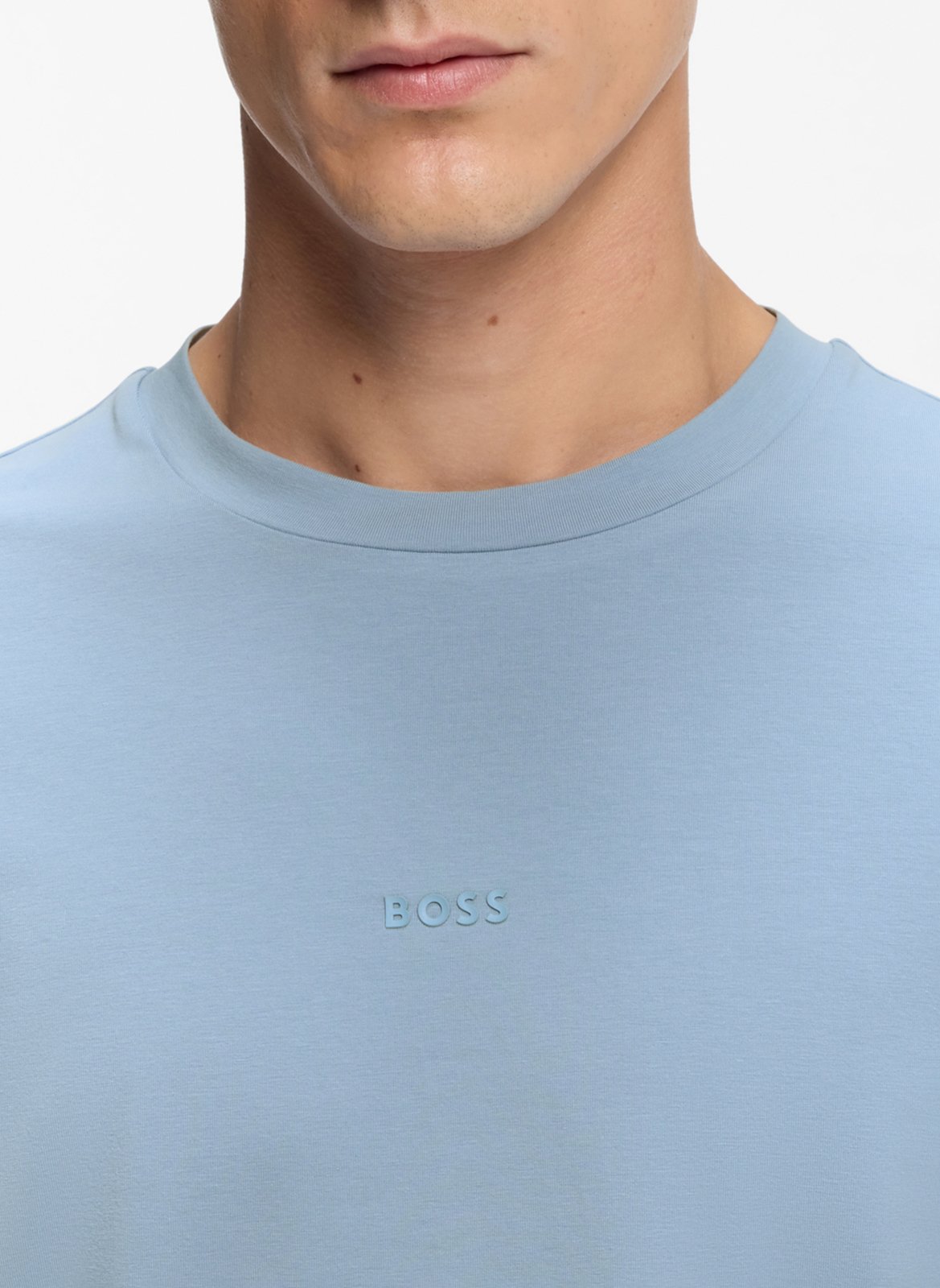 Tee-shirt col rond en coton mélangé BOSS Bleu