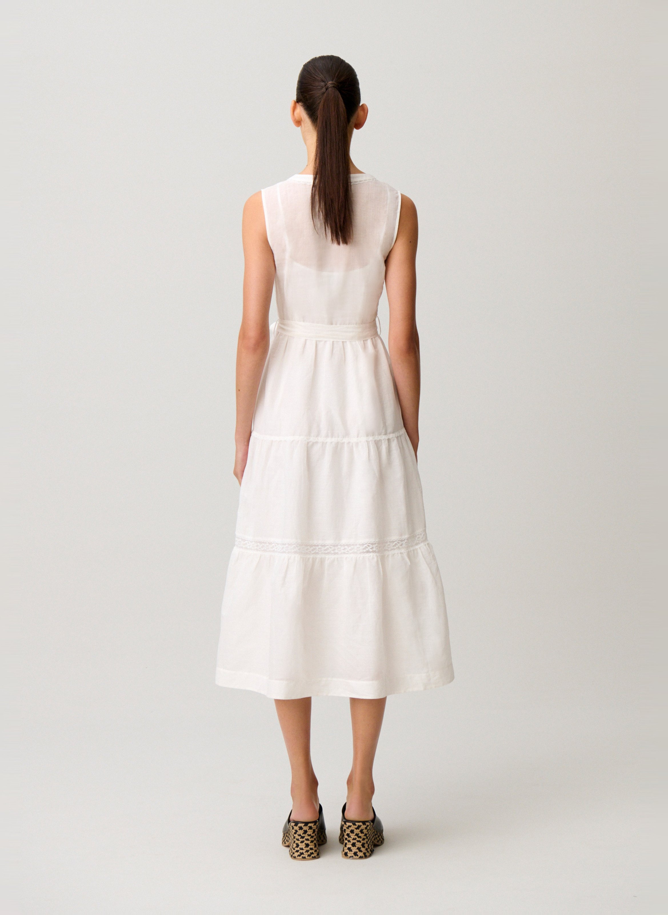 Robe longue col v en coton CLAUDIE PIERLOT Beige