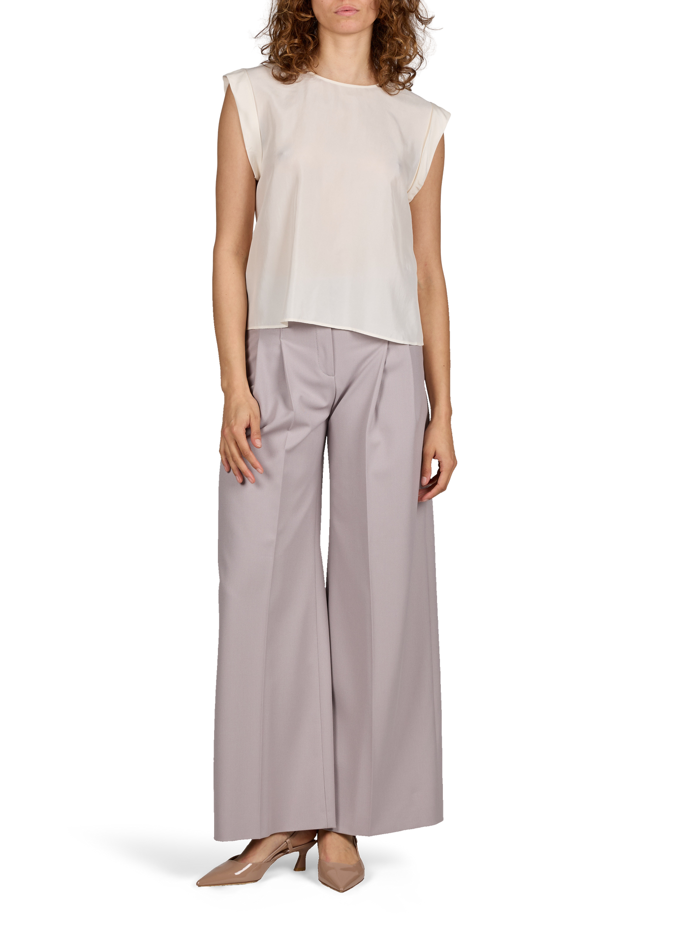 Slingback Vinnie 50 in patent leather STUART WEITZMAN Beige