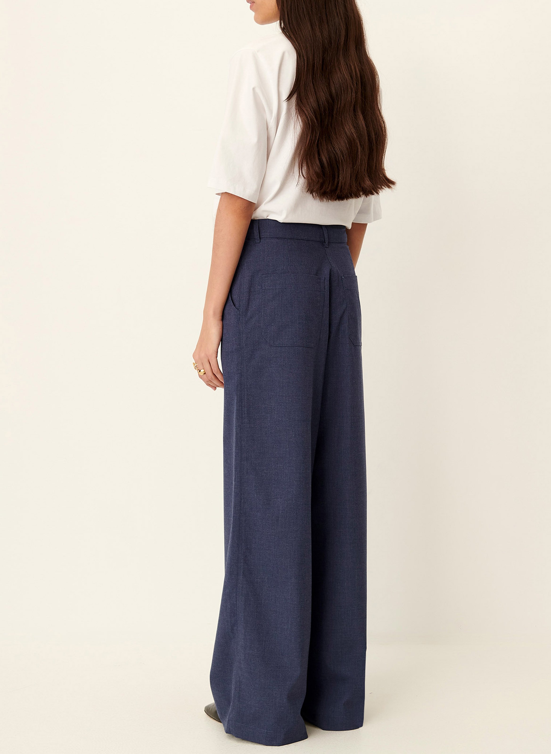 Pantalon large en lin mélangé dasum SESSUN Bleu