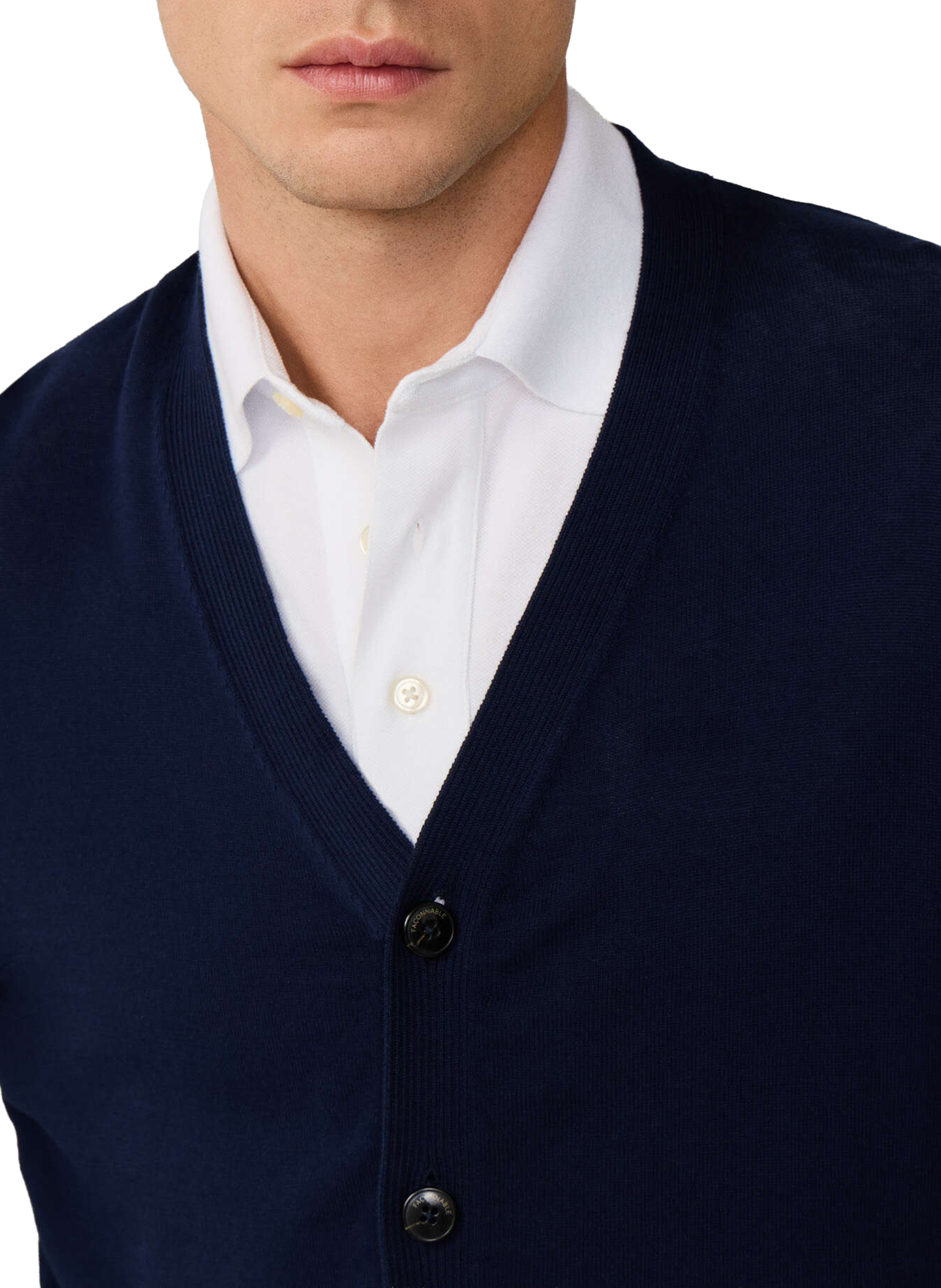 Buttoned V-neck cotton vest FACONNABLE Blue