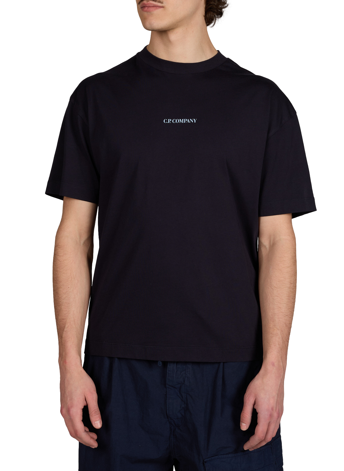 T-shirt à logo en coton CP COMPANY Bleu