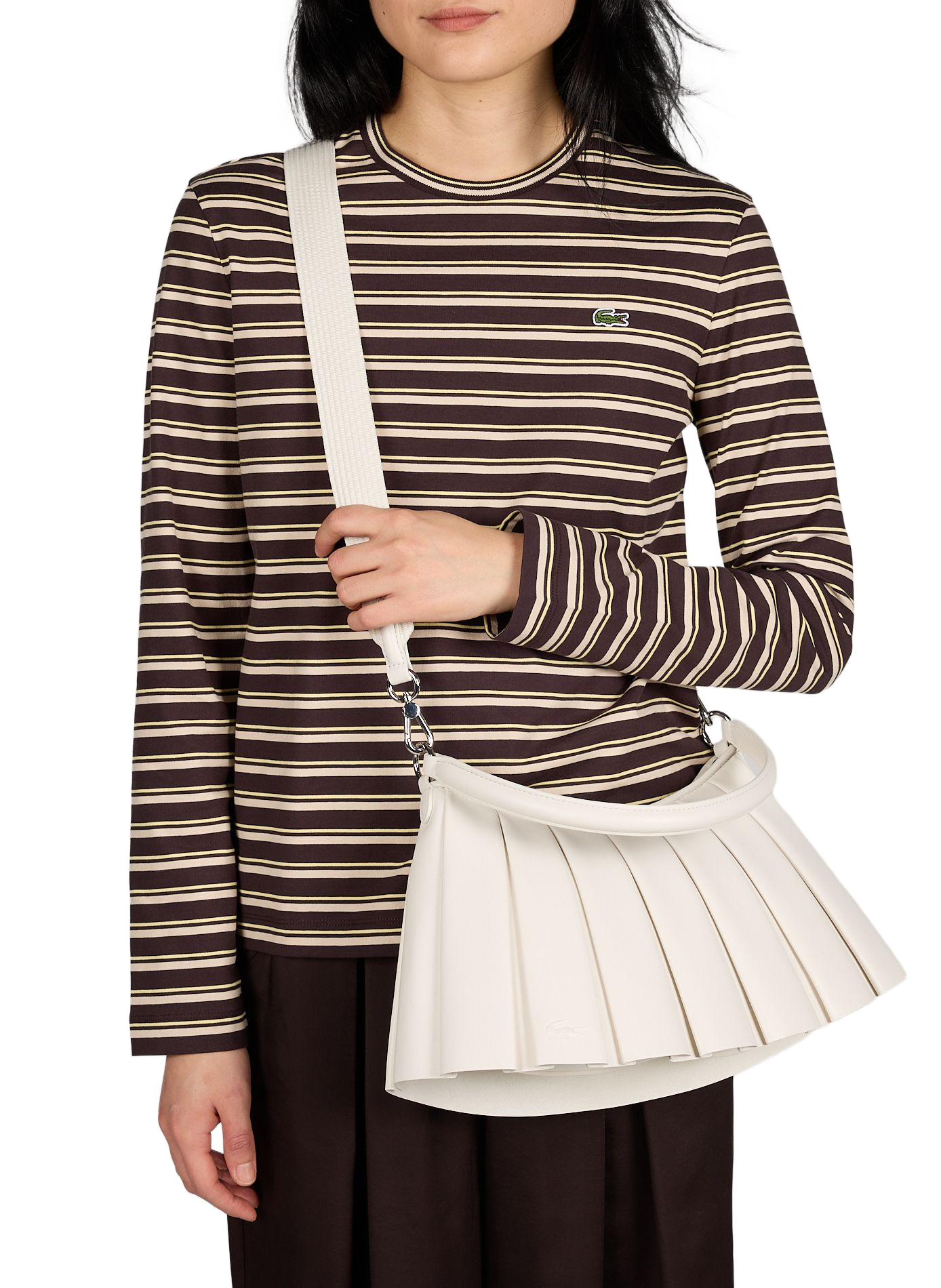 Medium Lenglen sheepskin leather bag LACOSTE Orange