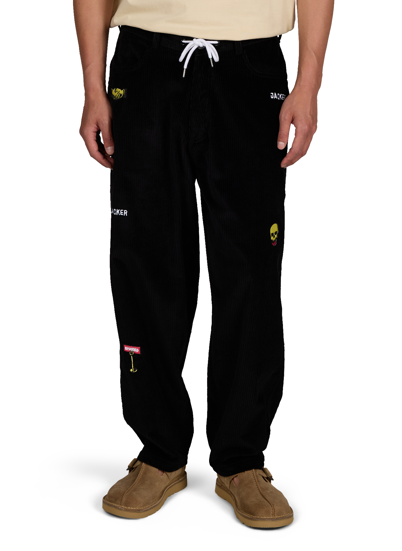 Corduroy pants with cotton embroideries JACKER. Black