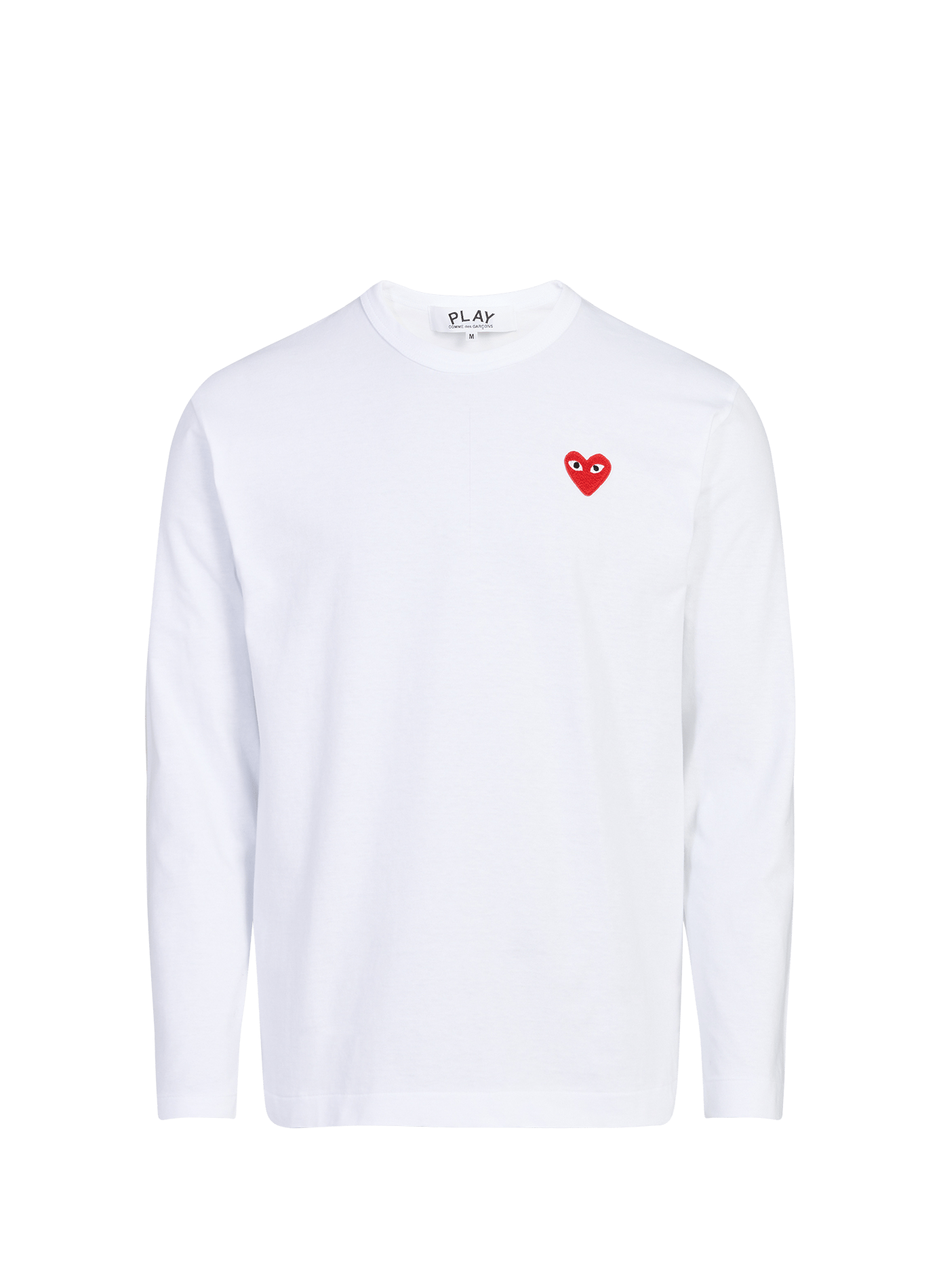 Straight round neck embroidered cotton t-shirt COMME DES GARCONS PLAY White