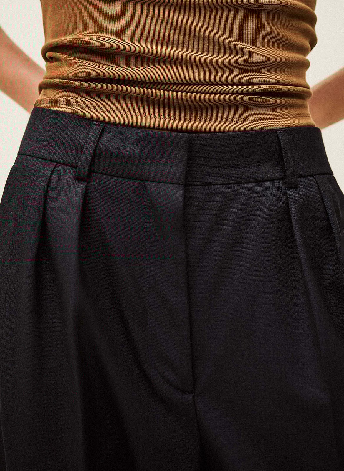 Pantalon large taille haute en laine nani BA&SH Bleu