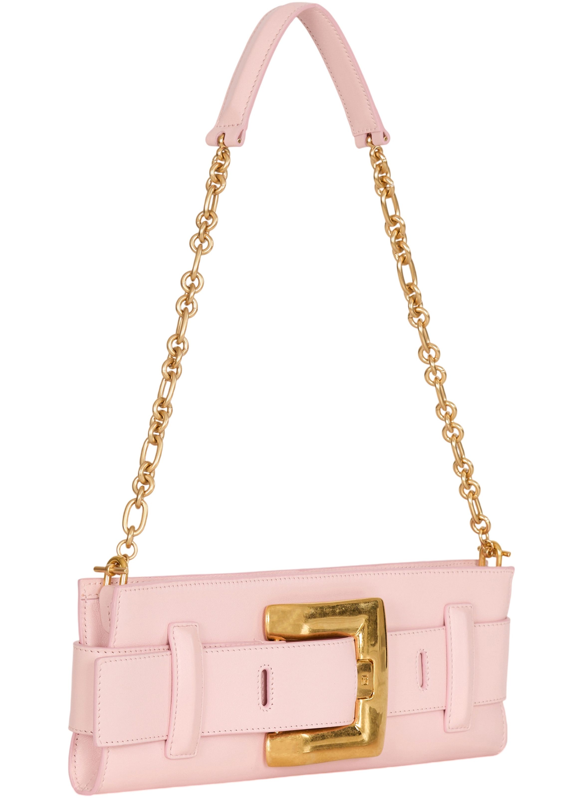 Pochette anthem en cuir lisse BALMAIN Rose