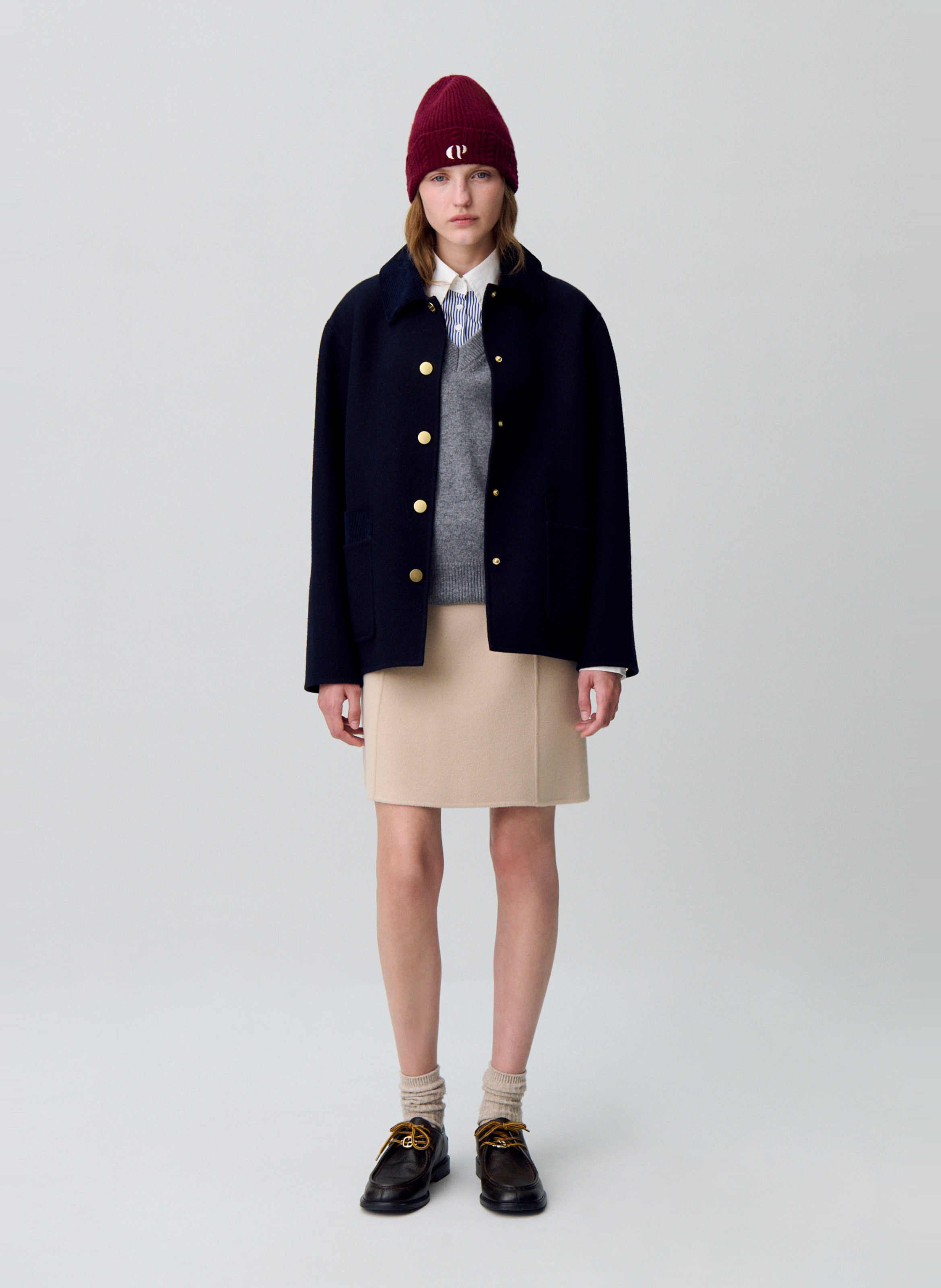 Jupe courte en laine mélangée CLAUDIE PIERLOT Beige