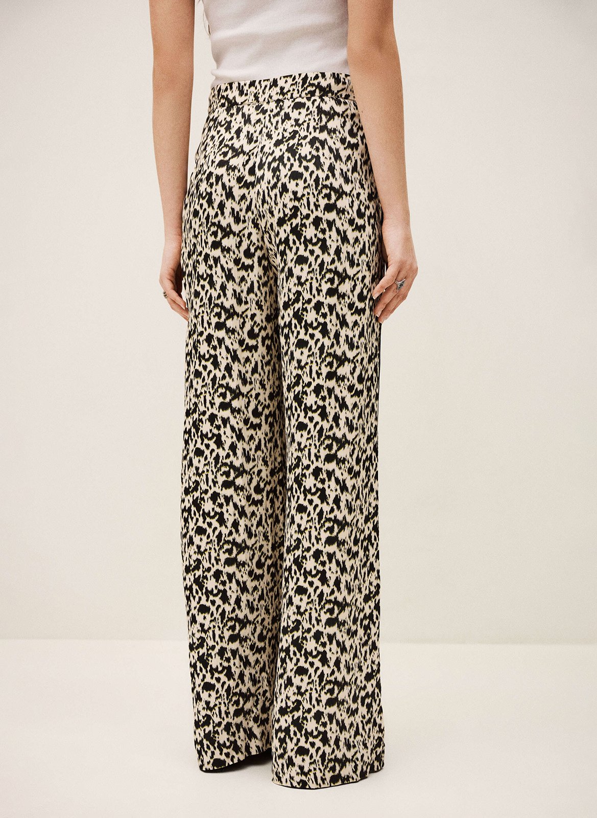 Pantalon large fluide imprimé plyde BA&SH Beige
