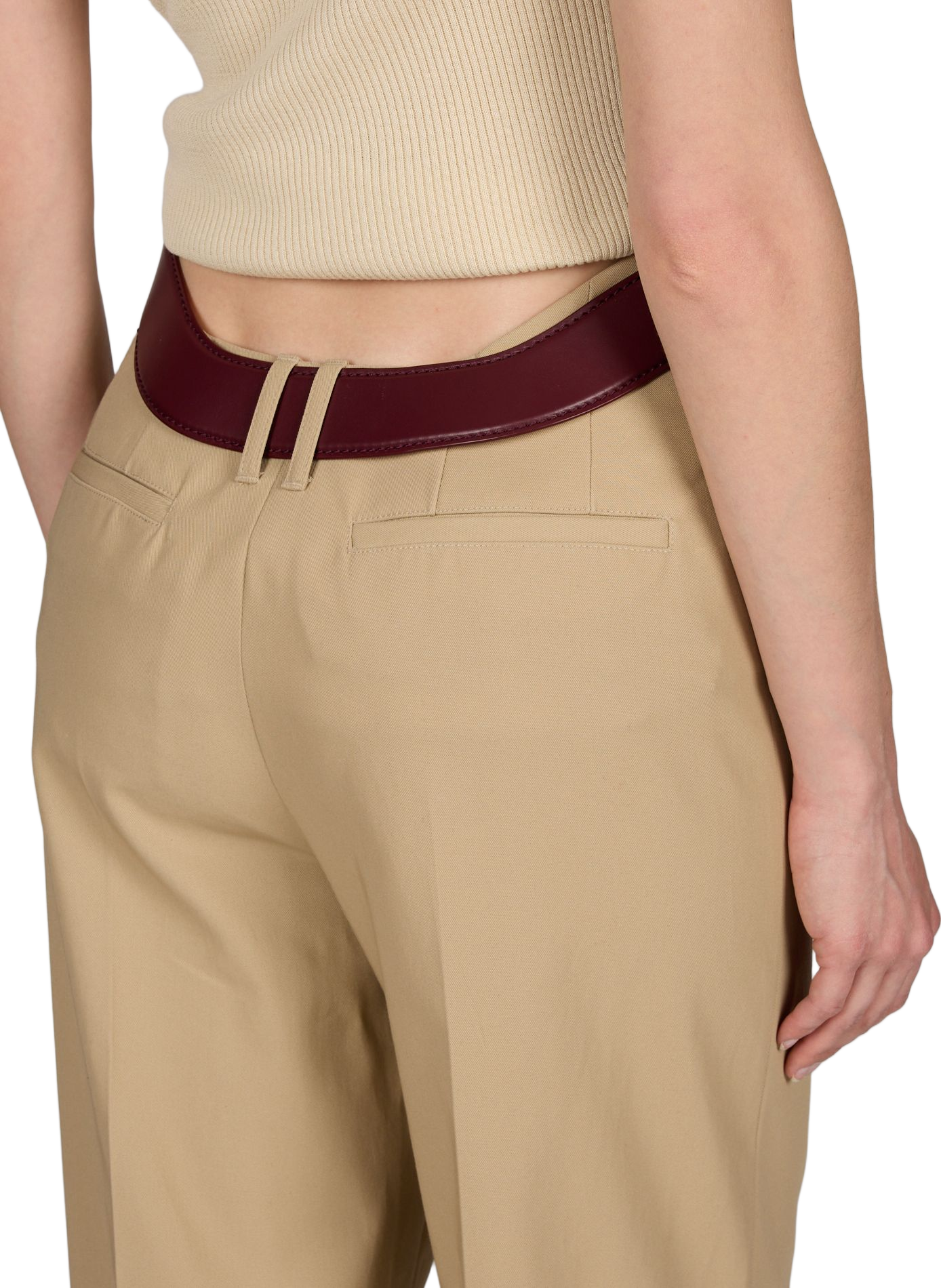 Pants with front cutouts and cotton belt JEAN PAUL GAULTIER Beige