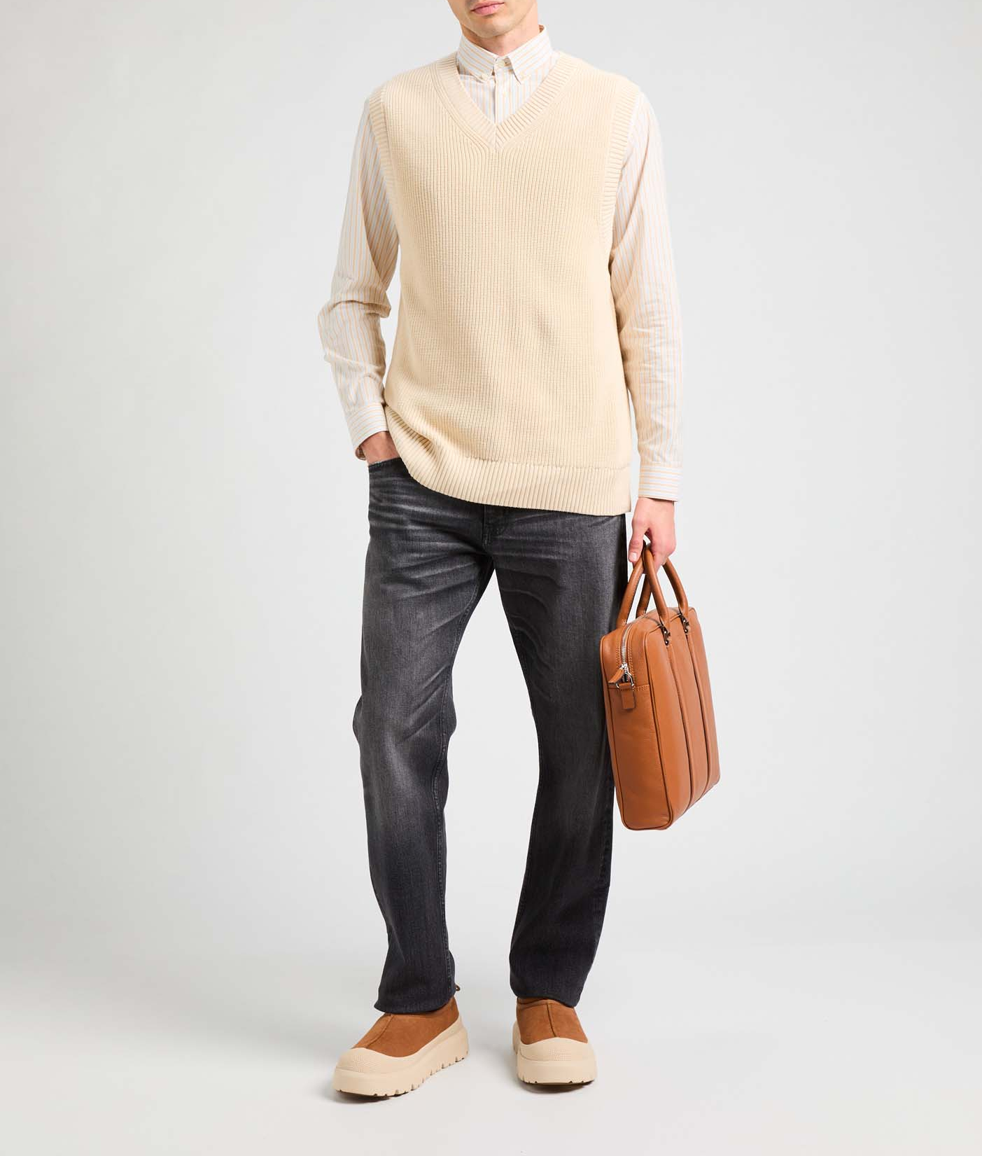 Pull sans manches AU PRINTEMPS PARIS Beige