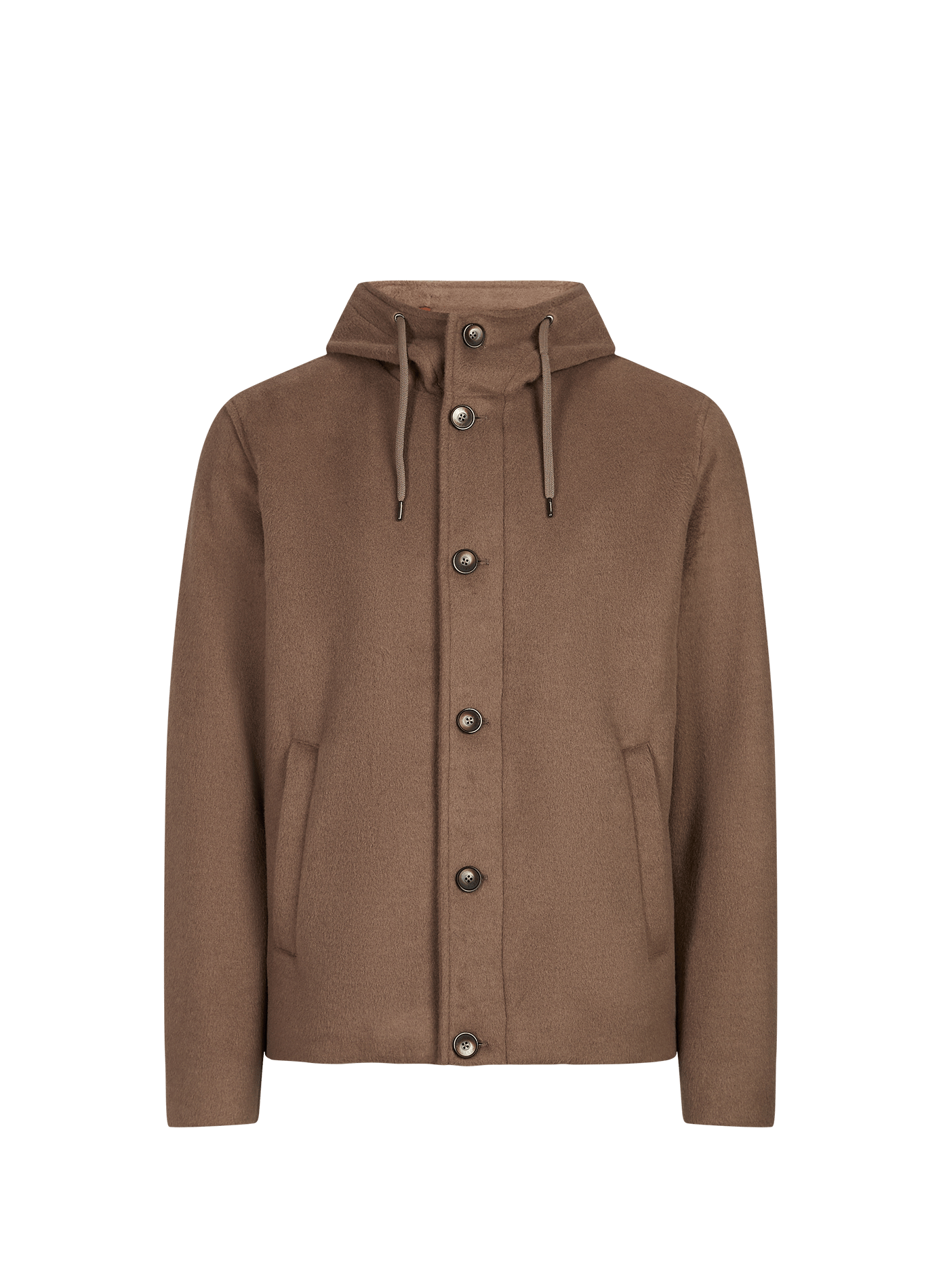 Manteau texturé coupe droite à capuche HERNO Marron