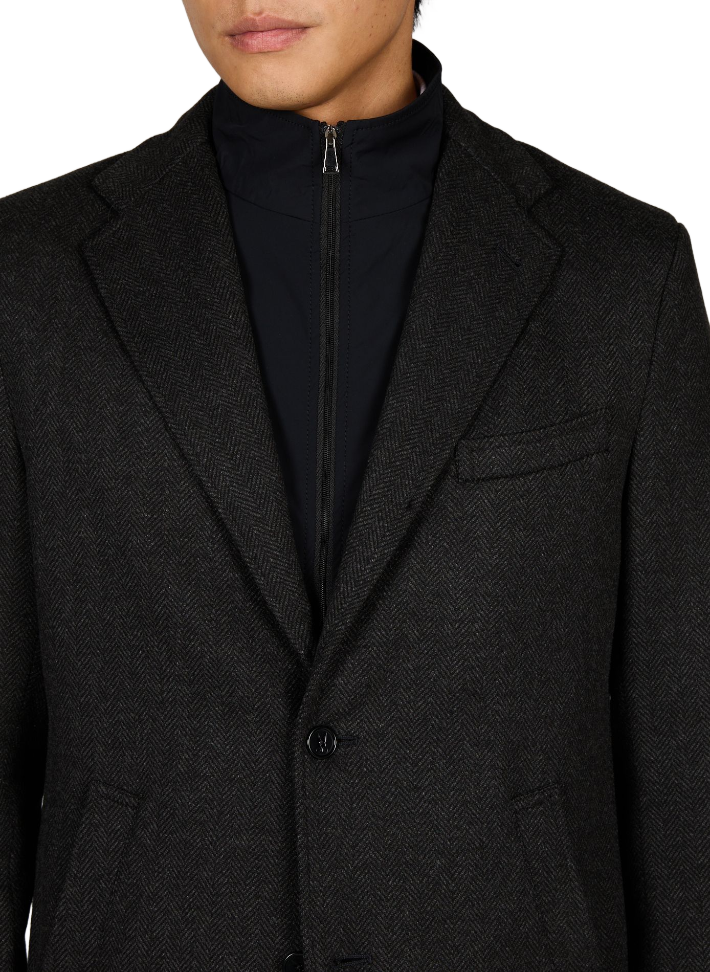 Straight Chevron Performance Blazer NORWEGIAN WOOL Grey