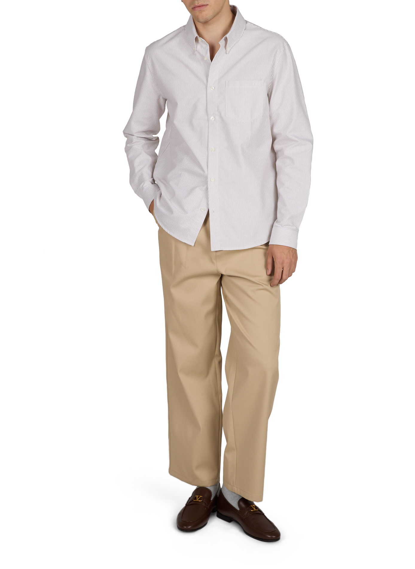 Oversized shirt with classic striped cotton collar A.P.C. Beige