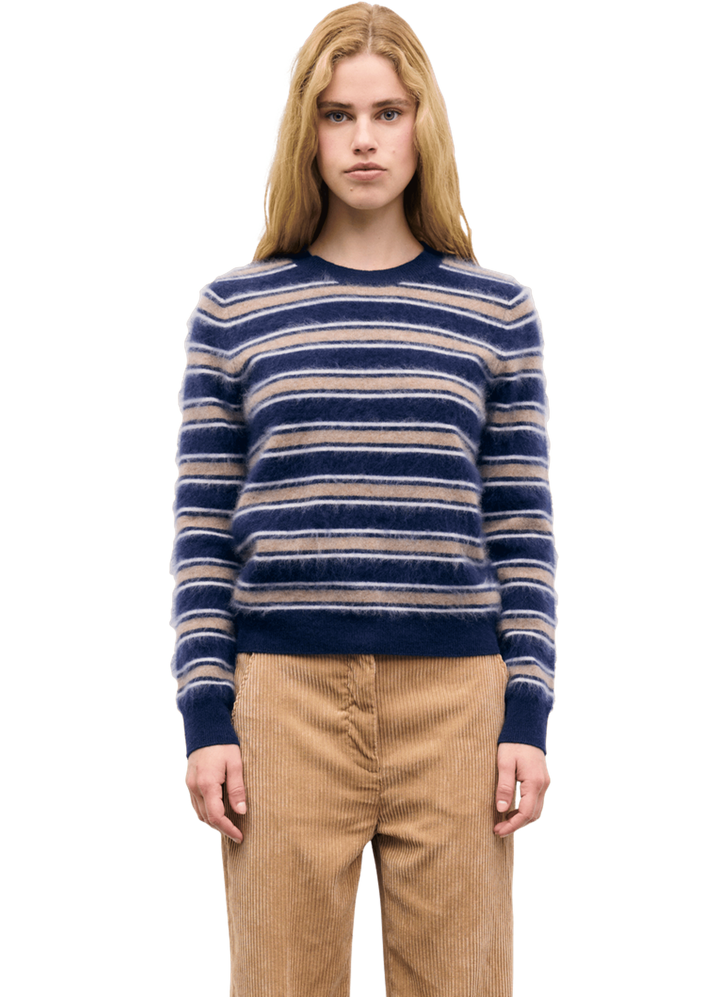 Pull à rayures en laine brossée - rima GERARD DAREL Marron
