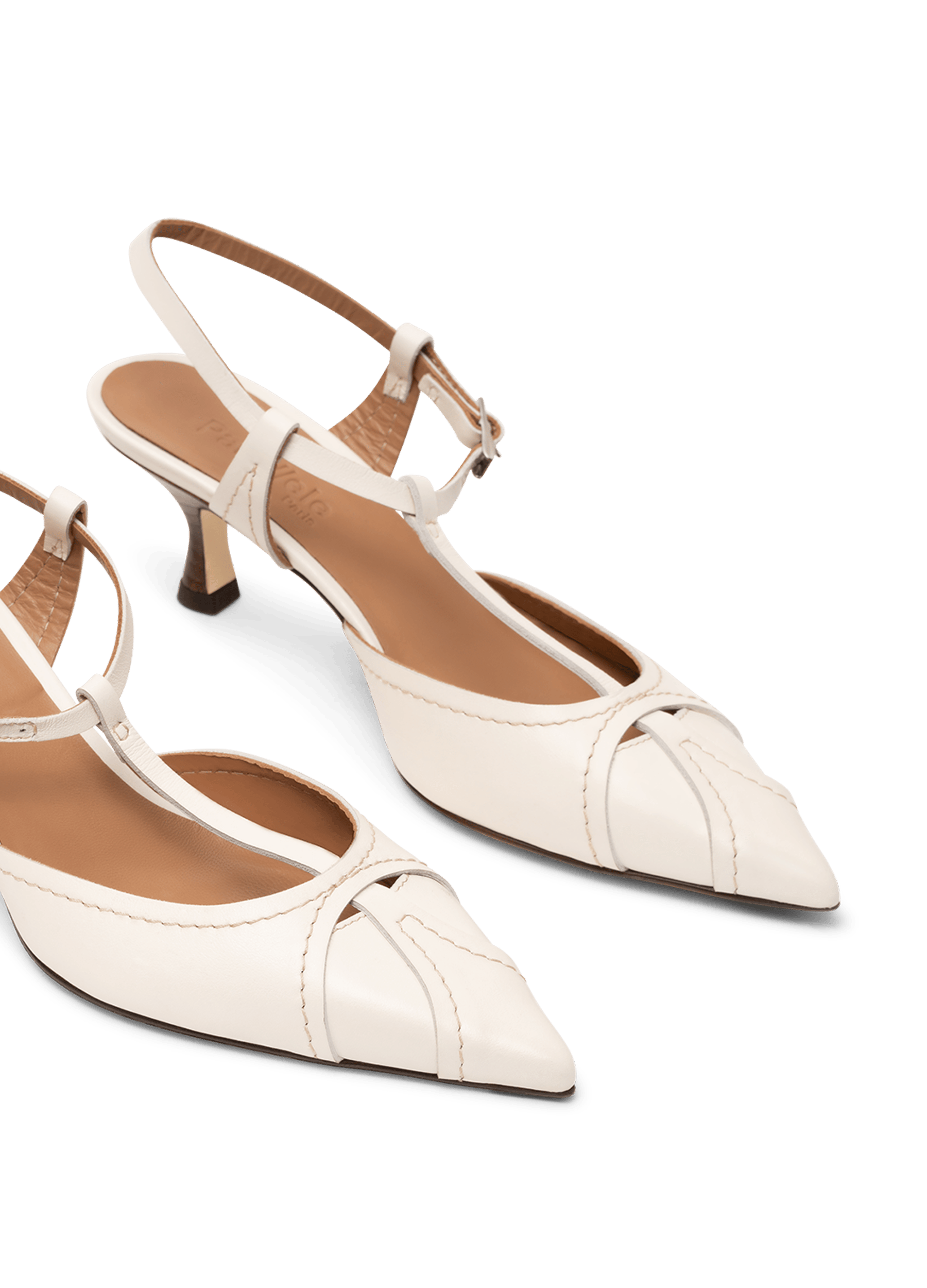 Sling back ramon en veau lisse PARALLELE Blanc