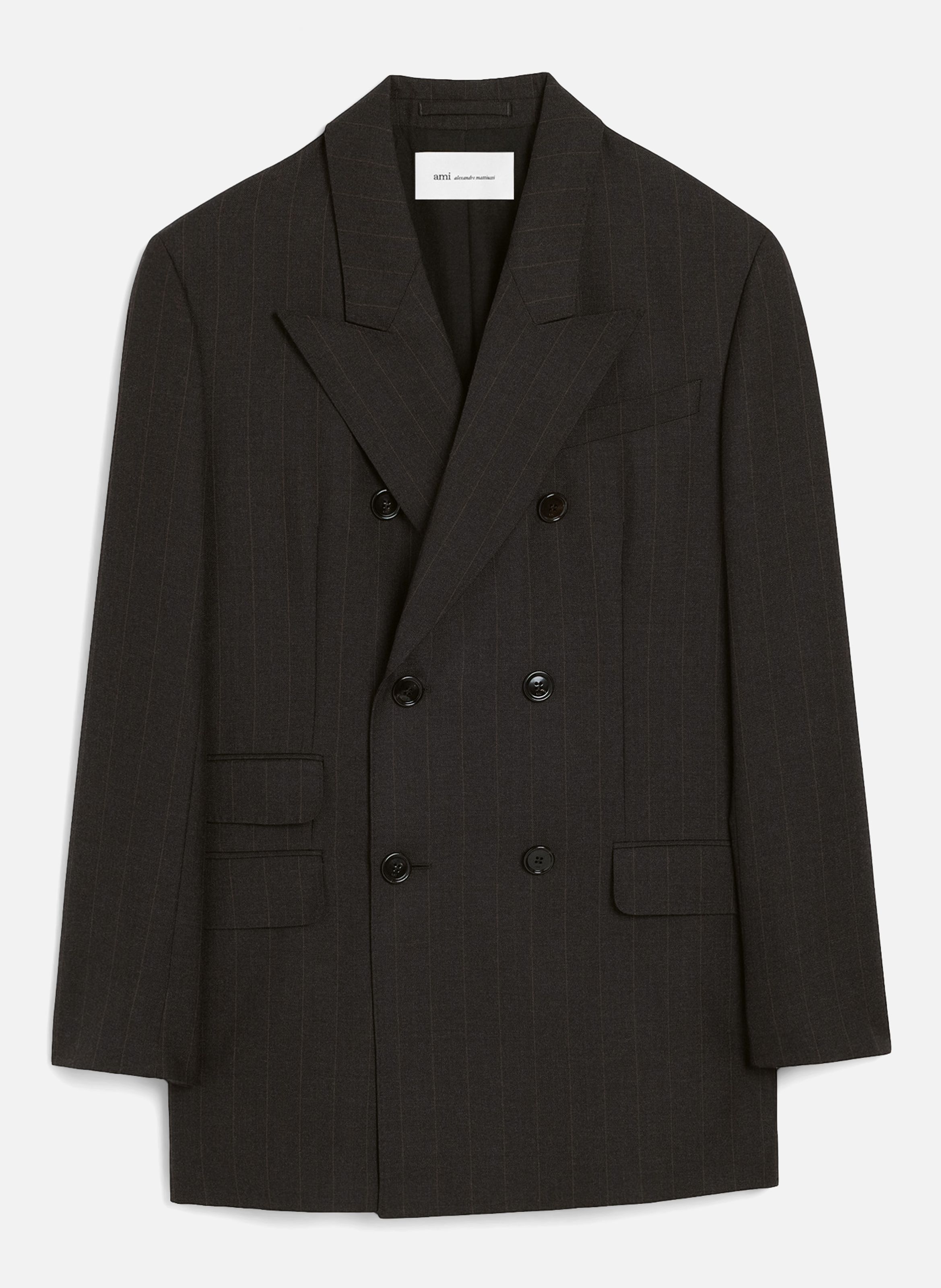 Veste rayée double boutonnage en laine AMI PARIS Gris