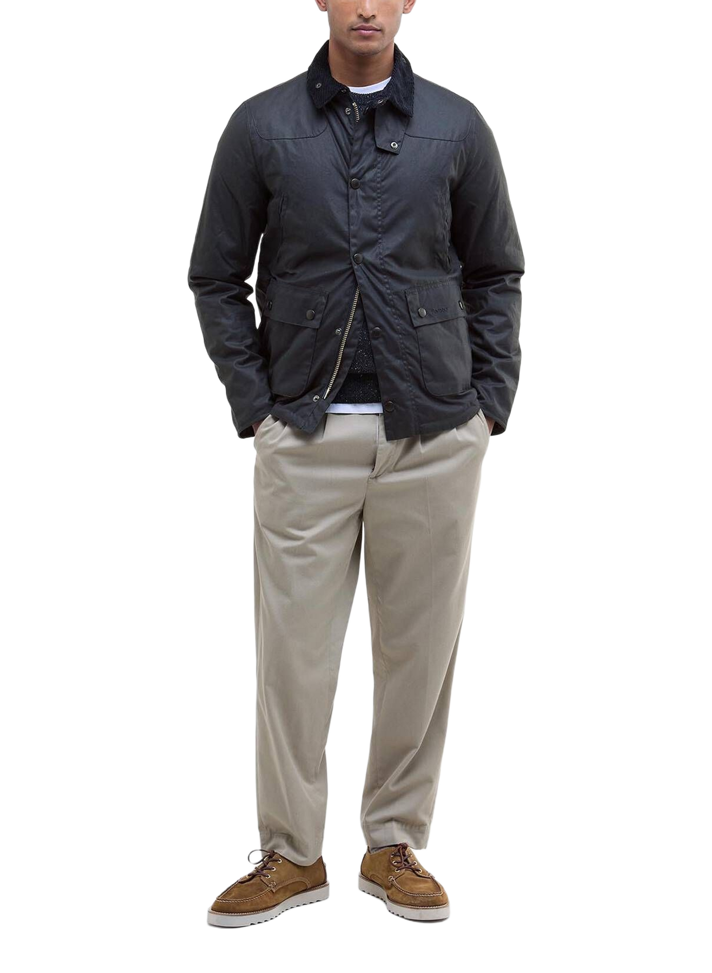 Blouson droit en coton BARBOUR Bleu