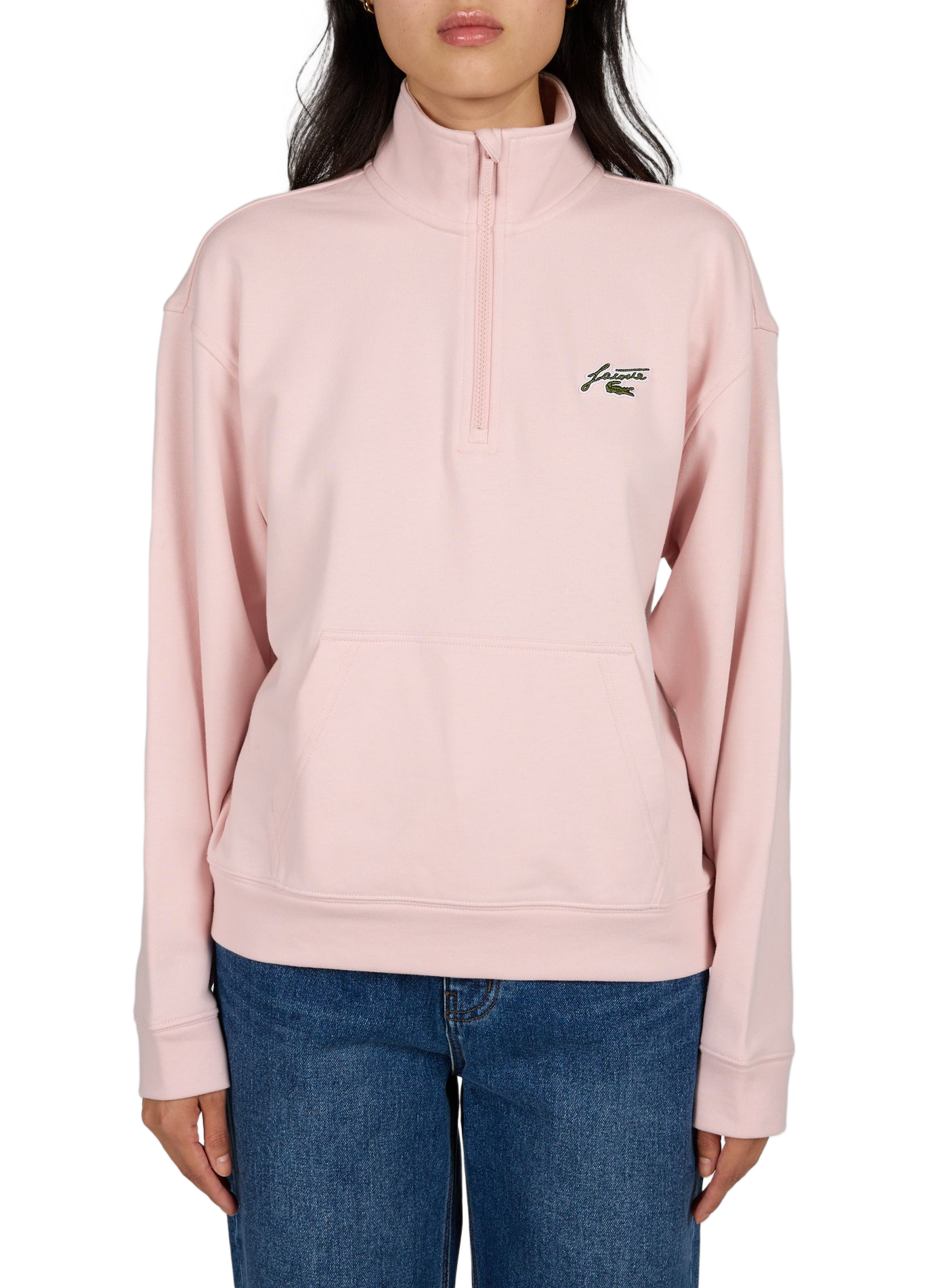 Sweat droit col montant en coton mélangé LACOSTE Rose
