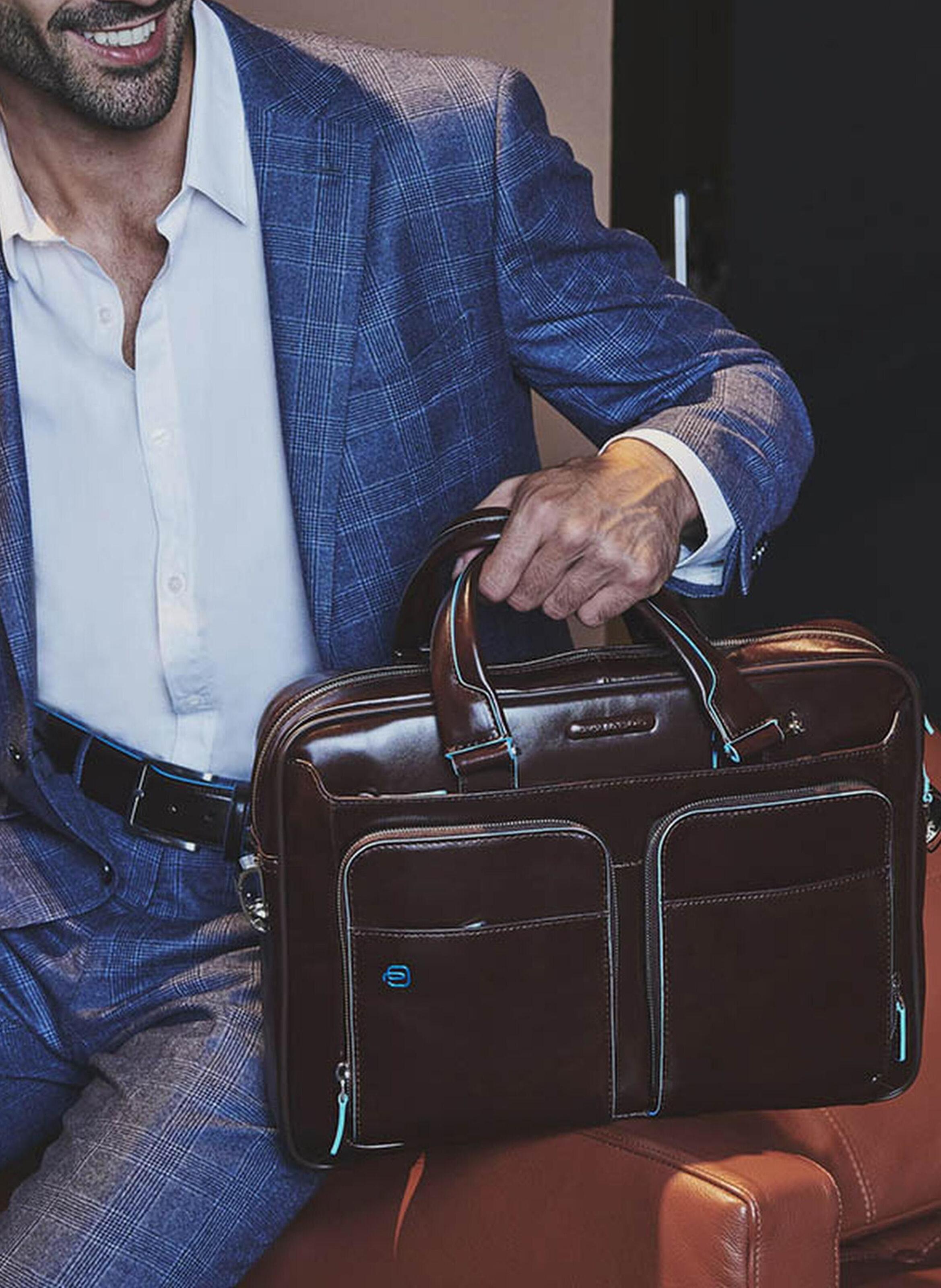 15" laptop tas op maat gemaakt PIQUADRO Bruin