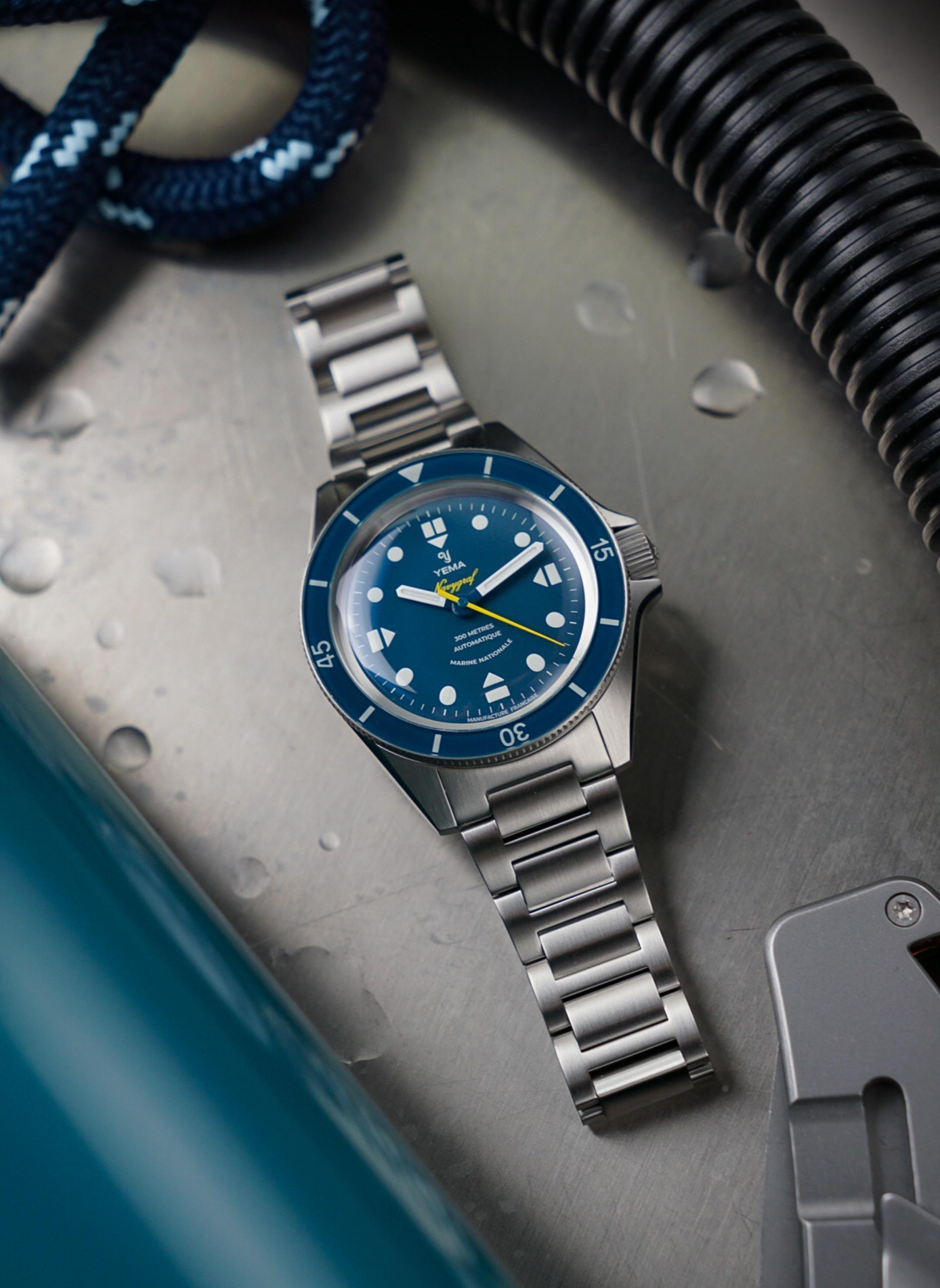 Montre automatique Navygraf Marine Nationale CMM.10 en acier inoxydable YEMA Bleu