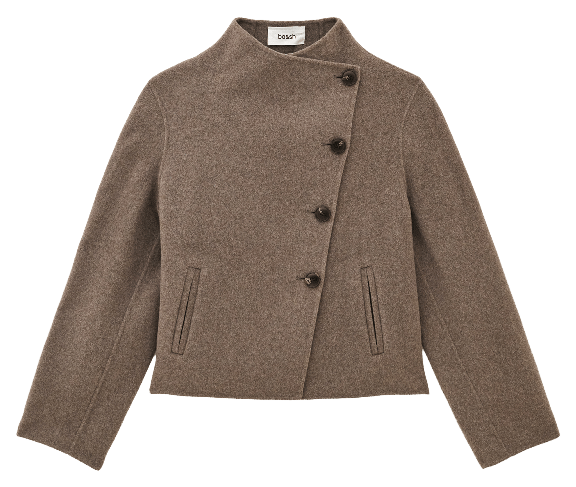 Manteau court ample en laine mélangée kemelia BA&SH Marron