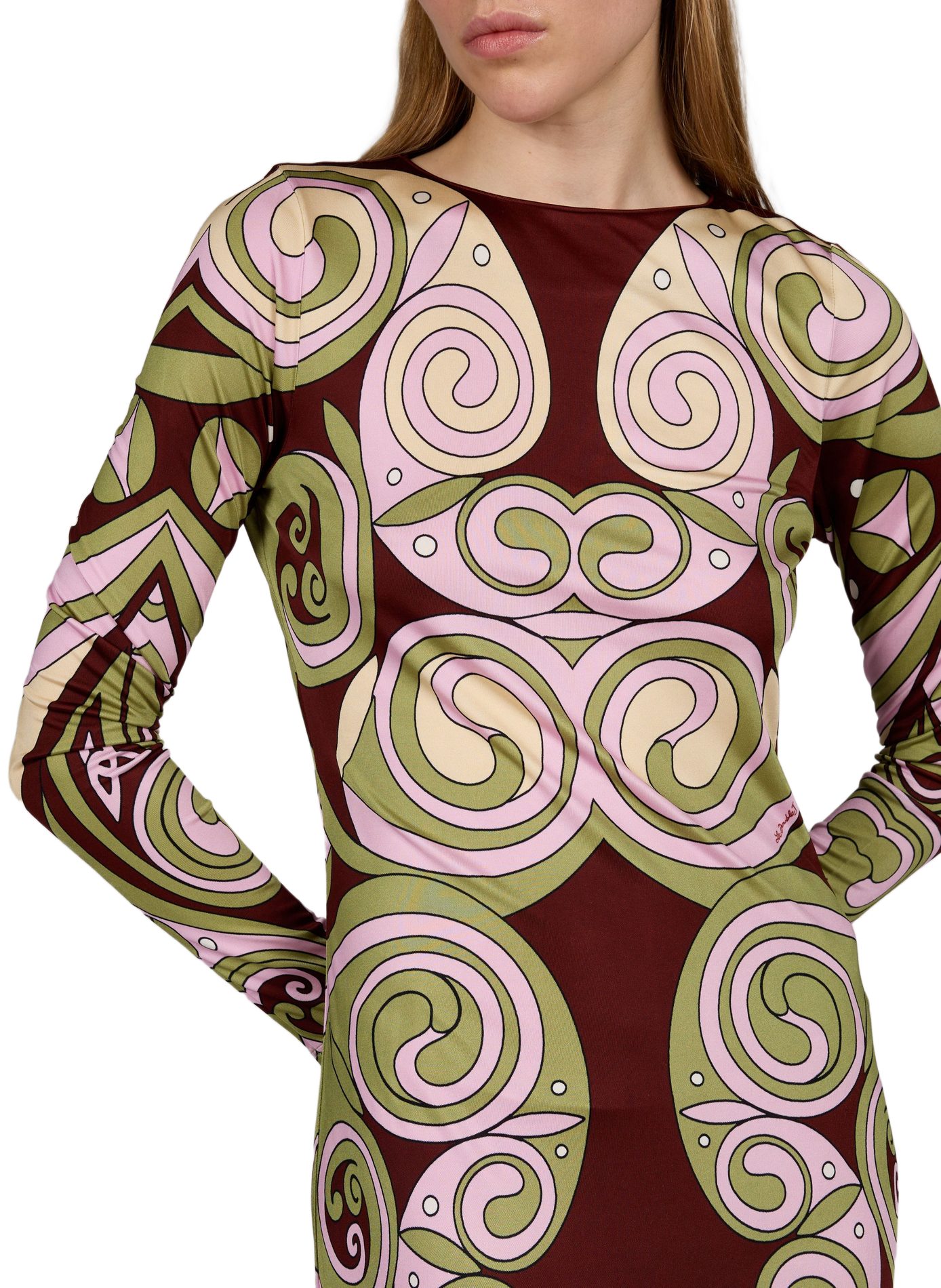Printed maxi dress with round neckline LA DOUBLEJ Red