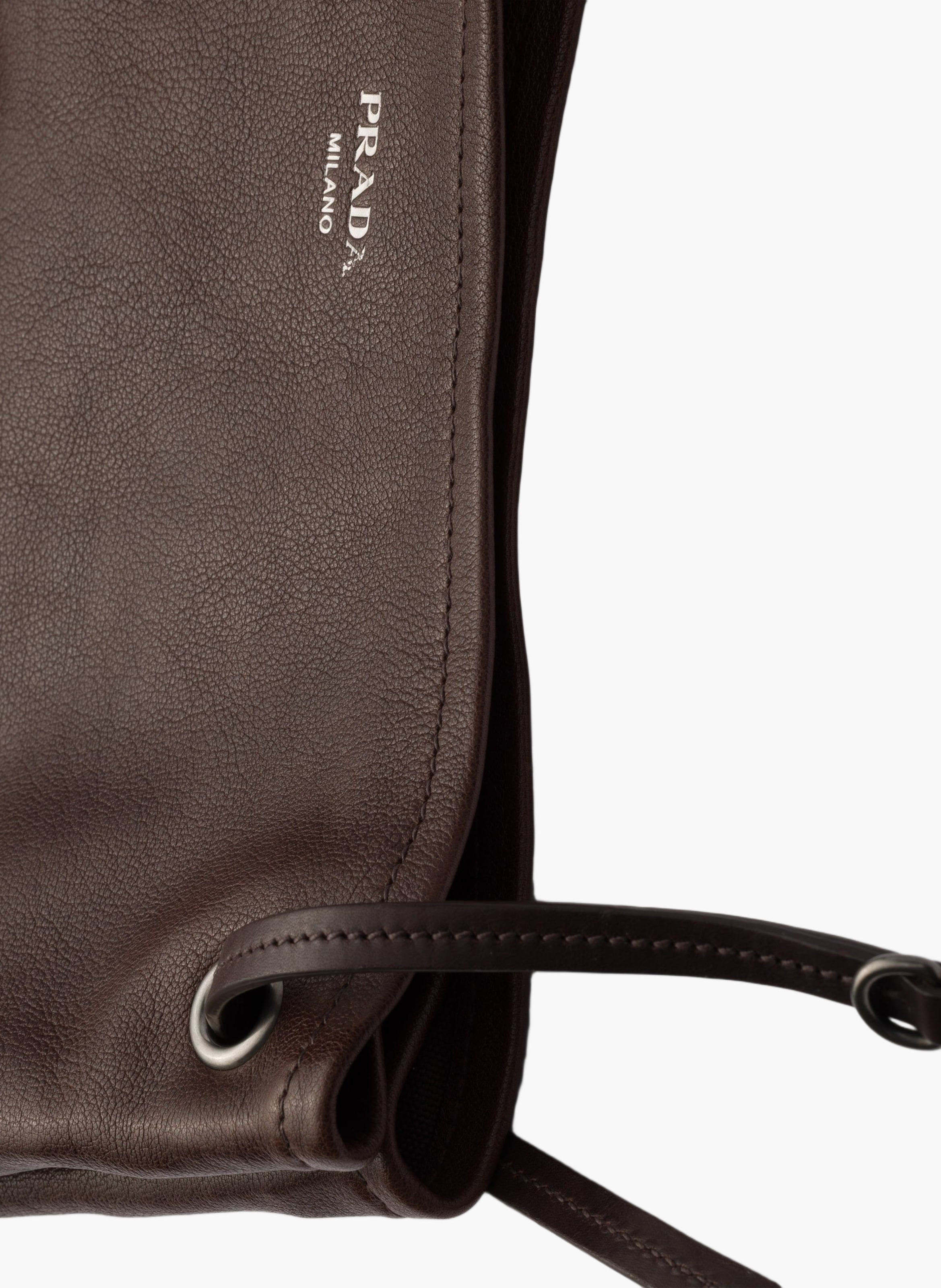 Grand sac en cuir prada route PRADA Marron