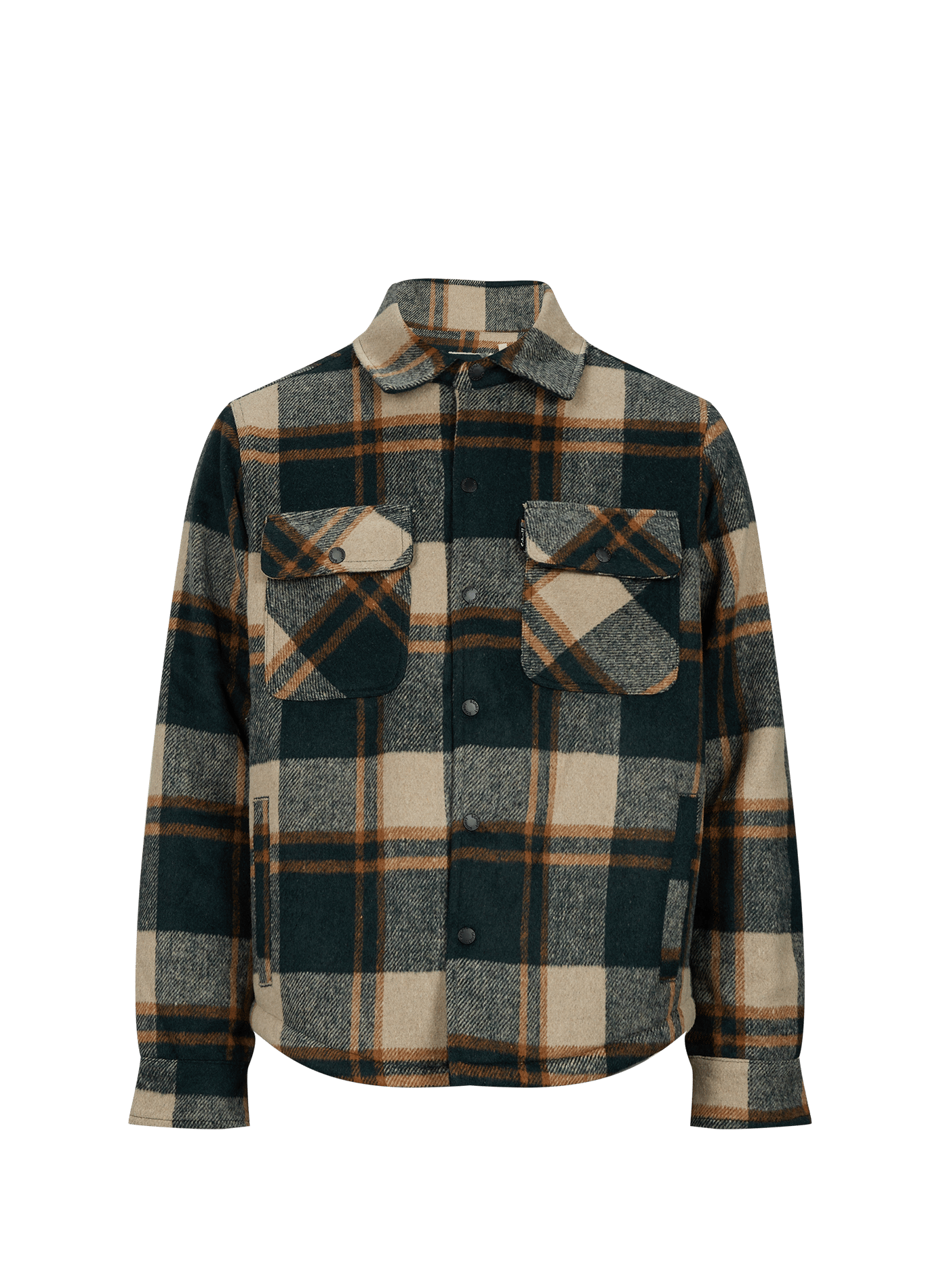 Blouson droit col classique à carreaux SCHOTT Kaki