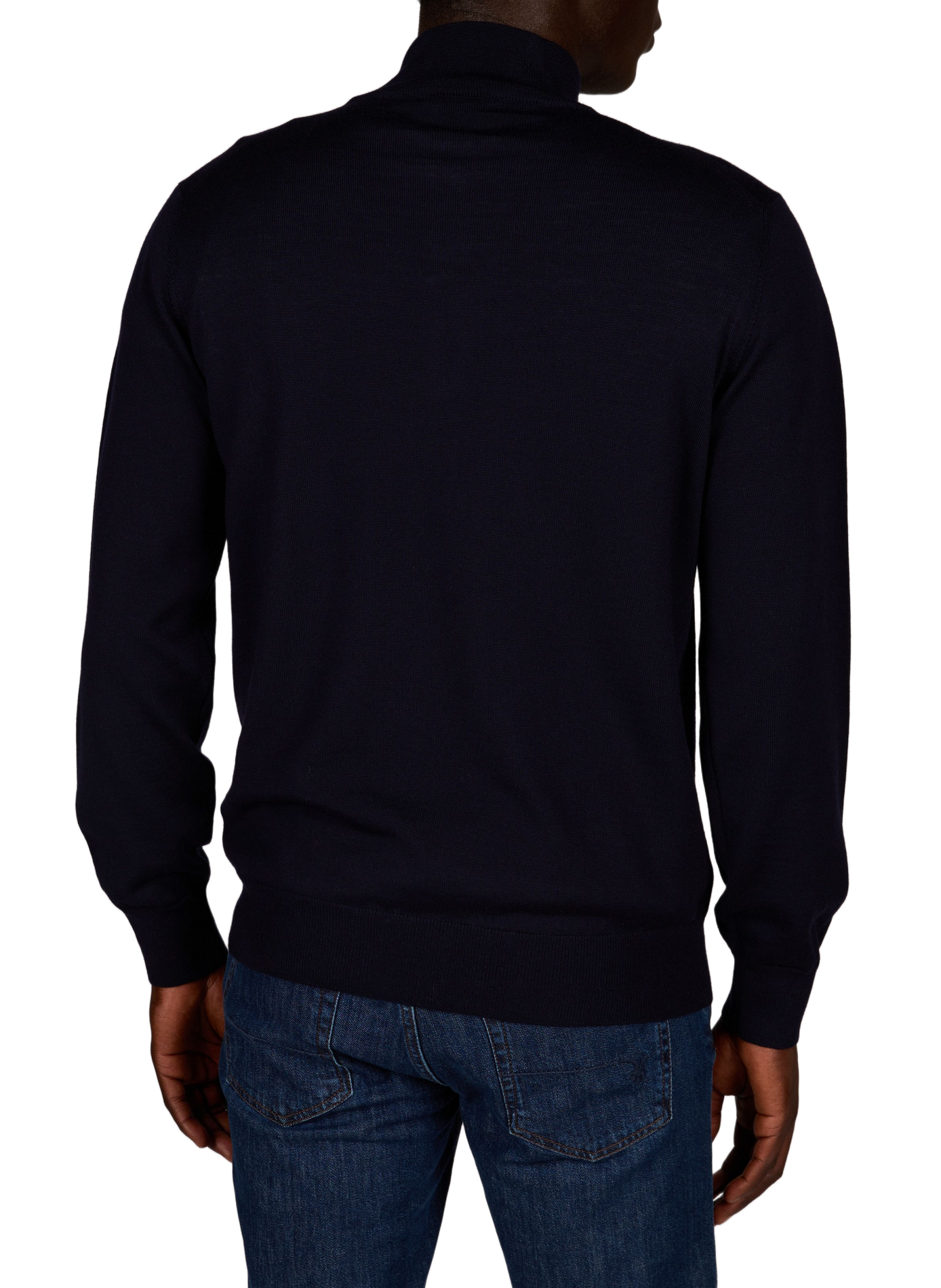 Straight-fit zip-up high-neck wool jumper ETON Blue