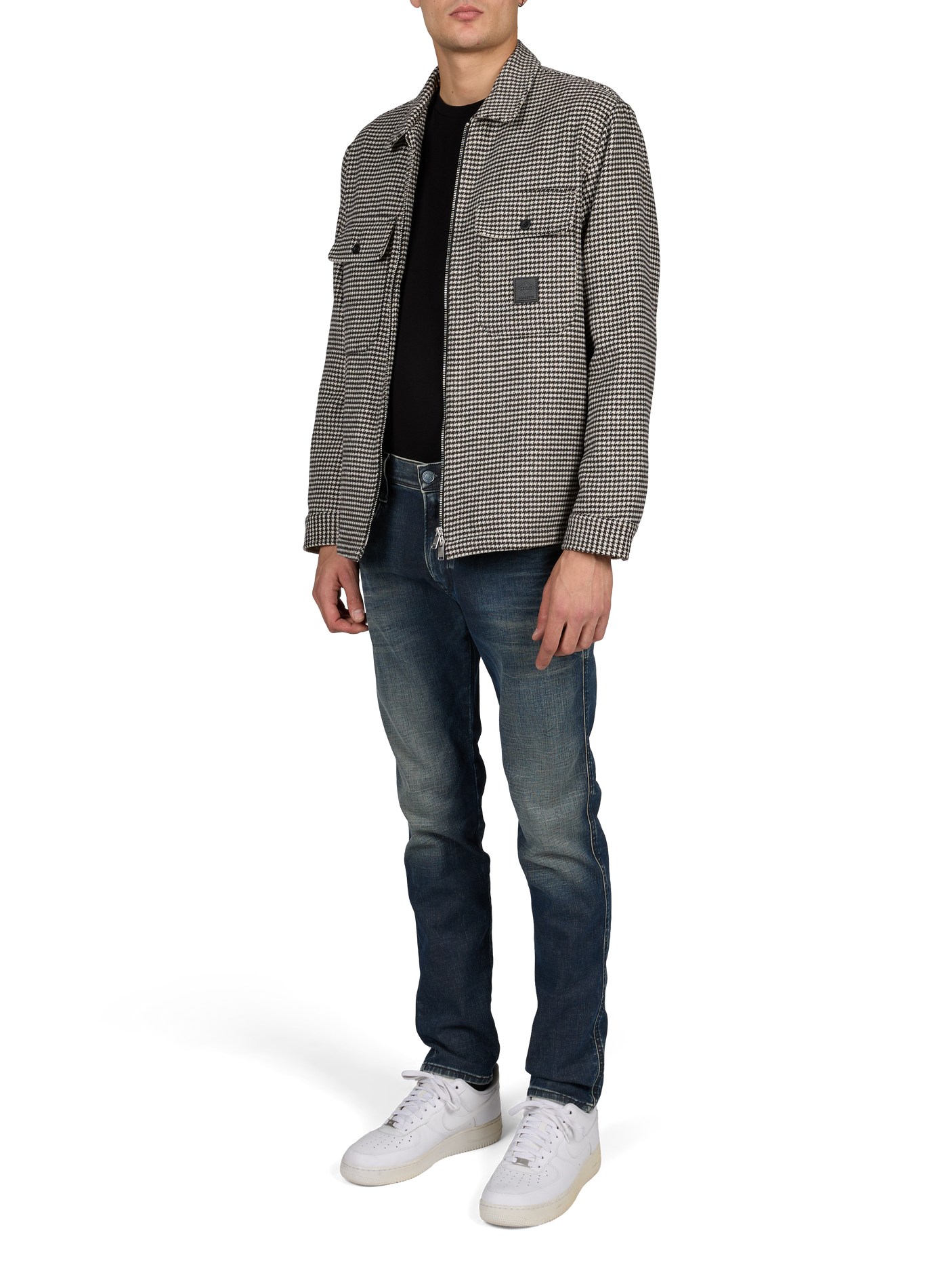 Gerade geschnittene Jacke mit Reißverschluss und Muster REPLAY Weiss