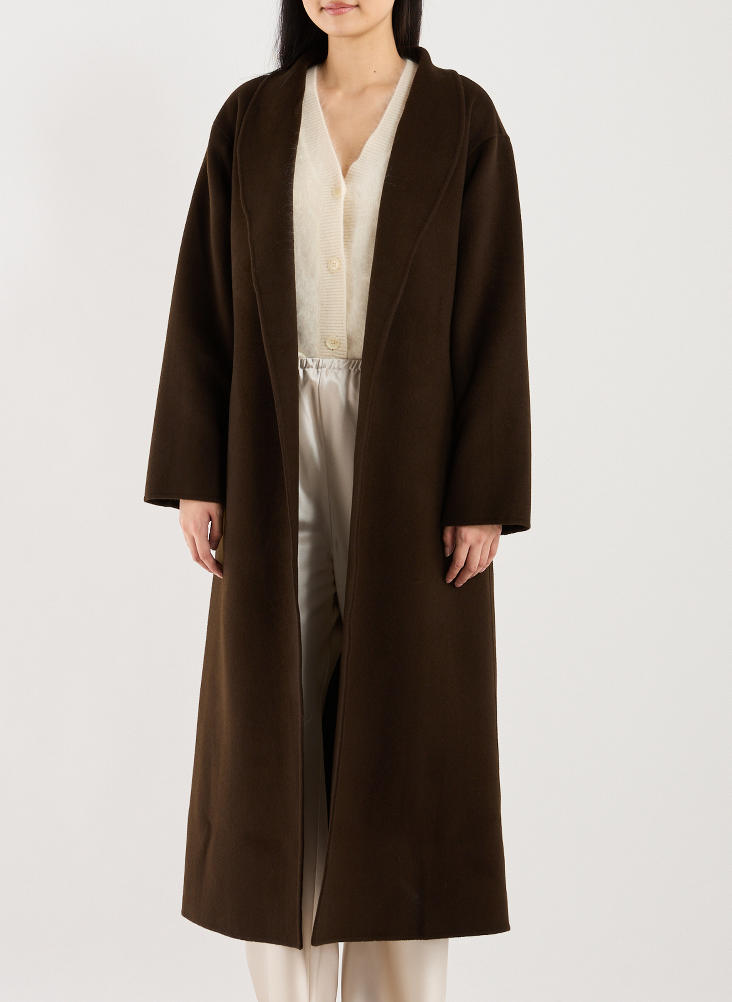 Manteau Mara doublé en laine et cachemire ALMADA Marron