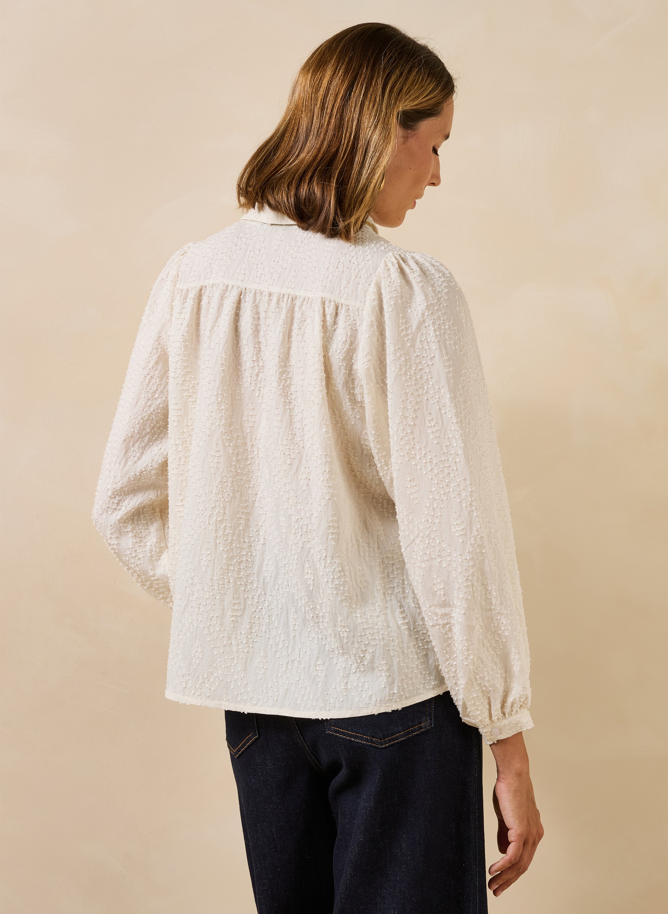 Recht shirt met lange mouwen LA FEE MARABOUTEE Wit