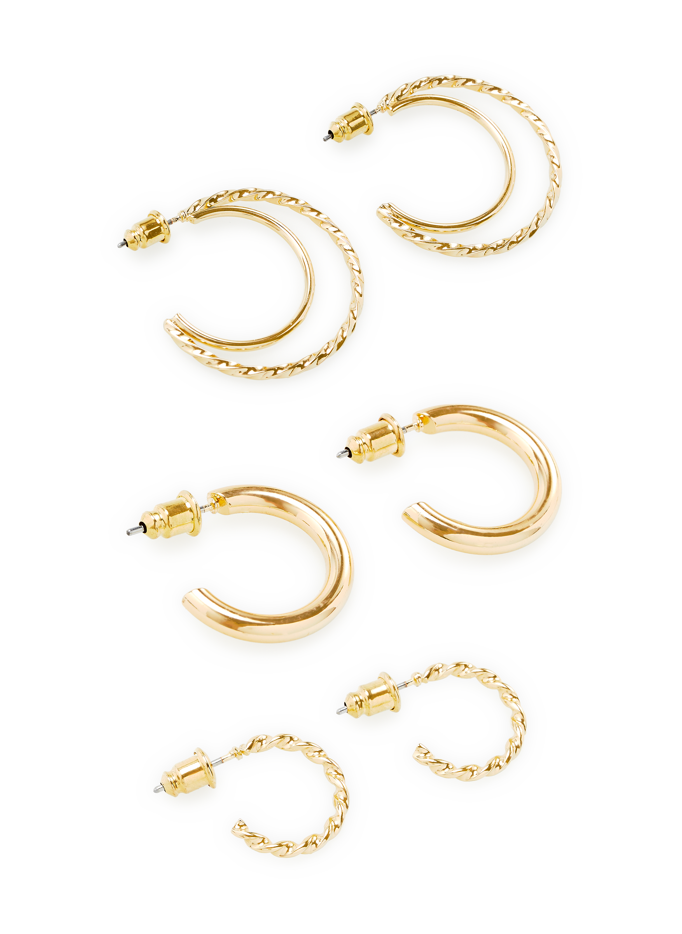 Set of three pairs of earrings AU PRINTEMPS PARIS Golden