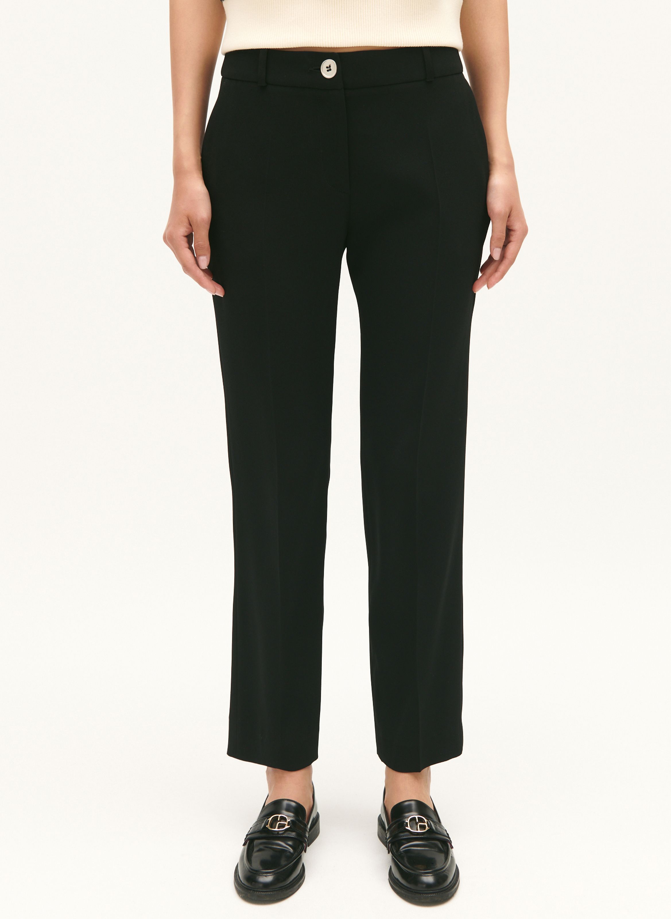 Pantalon droit clearance noir femme